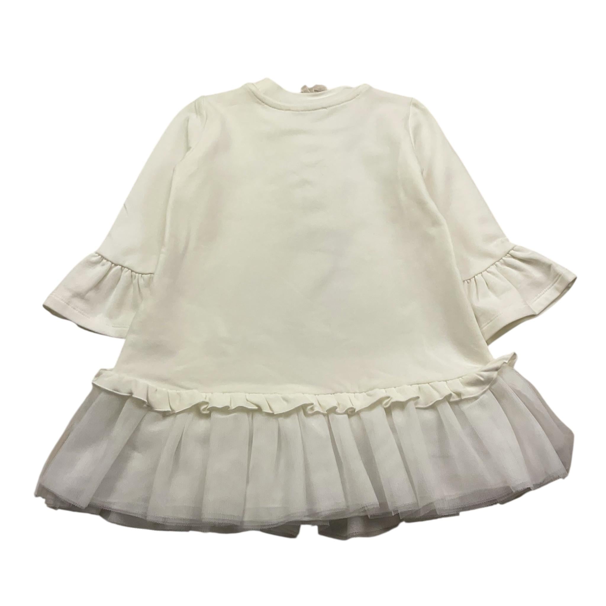 MONNALISA abito girocollo tinta unita con tulle Panna per Neonata 19D913 PANNA MONNALISA