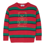 MOSCHINO maglia girocollo bicolore con orso Rosso/verde per Bambino HMW010X ROSSO/VERDE MOSCHINO