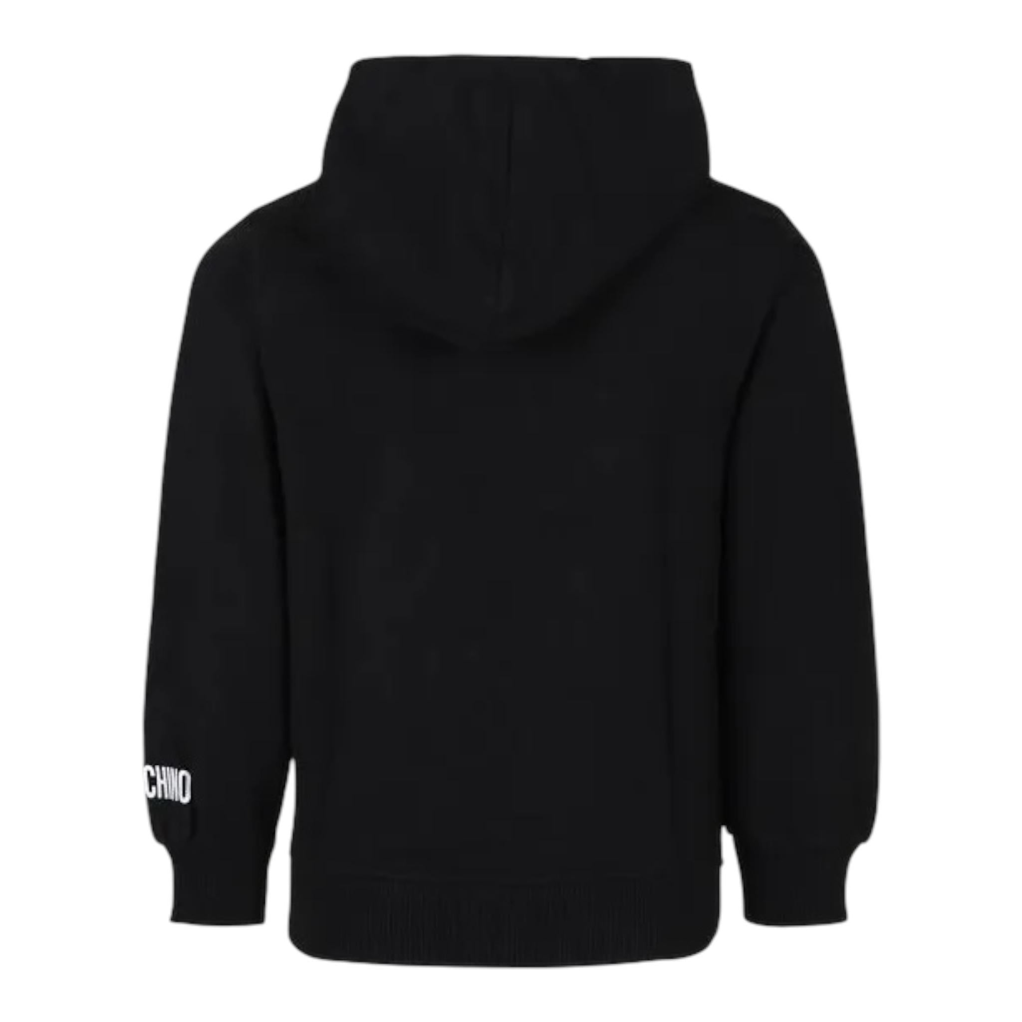 MOSCHINO felpa tinta unita con cappuccio e stampa Nero per Bambina HDF063 NERO MOSCHINO
