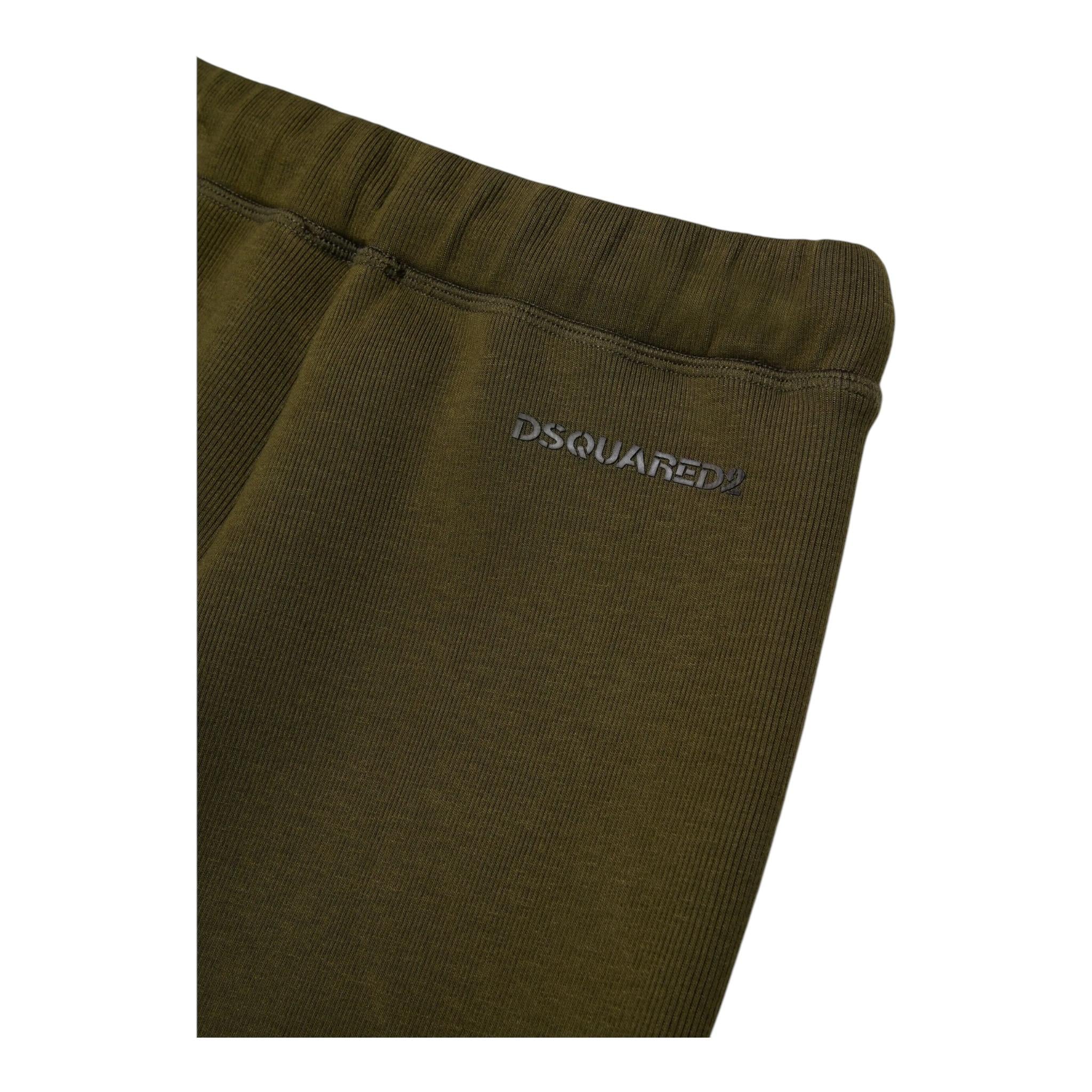 DSQUARED2 pantalone tuta tinta unita con stampa logo Verde per Bambino DQ2458 VERDE DSQUARED2