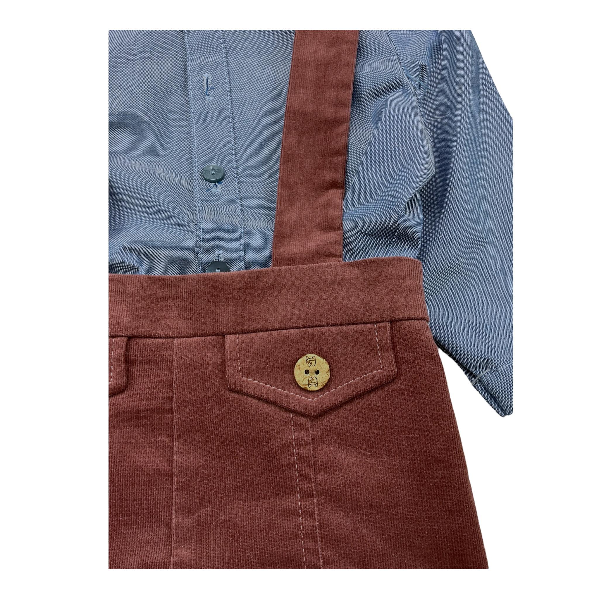 MARTA Y PAULA completo bicolore 2pz camicia-salopettes Azzurro per Neonato 1850N AZZURRO MARTA Y PAULA