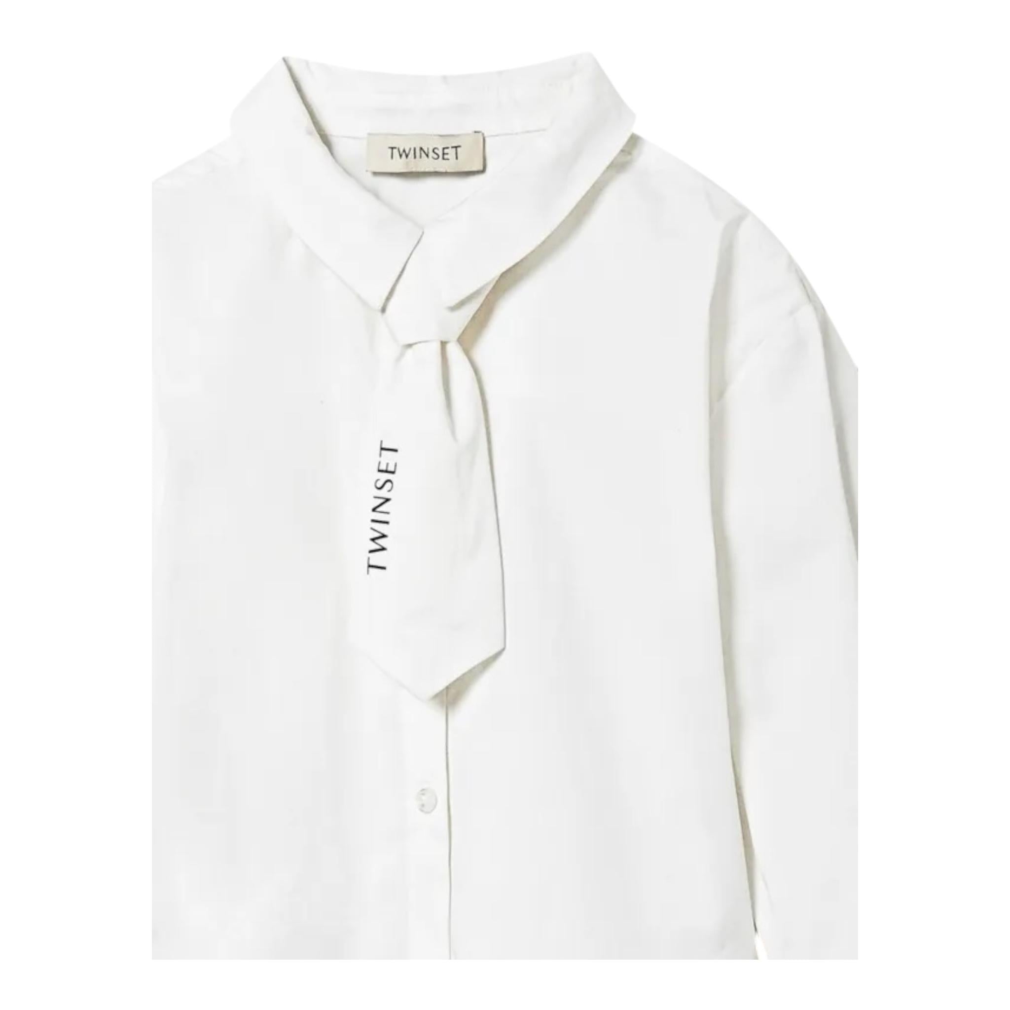 TWINSET camicia tinta unita con cravatta Bianco per Bambina 242GJ2130 BIANCO TWINSET