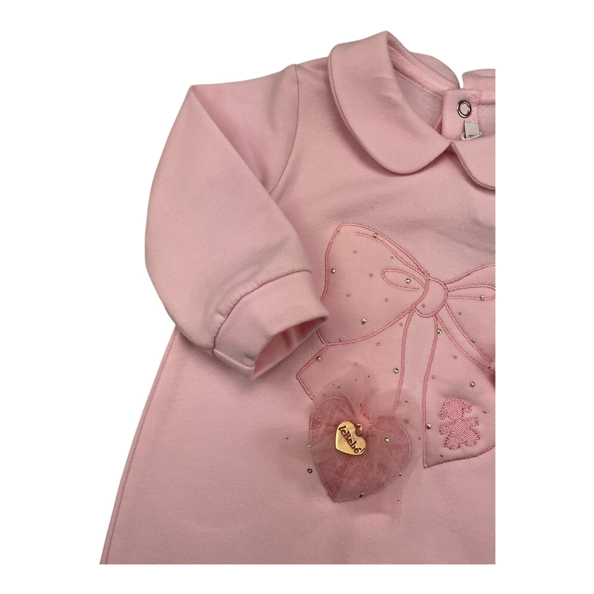 LE BEBE' tutina manica lunga tinta unita cn stampa orso Rosa per Neonata LBG5374 ROSA LE BEBE'