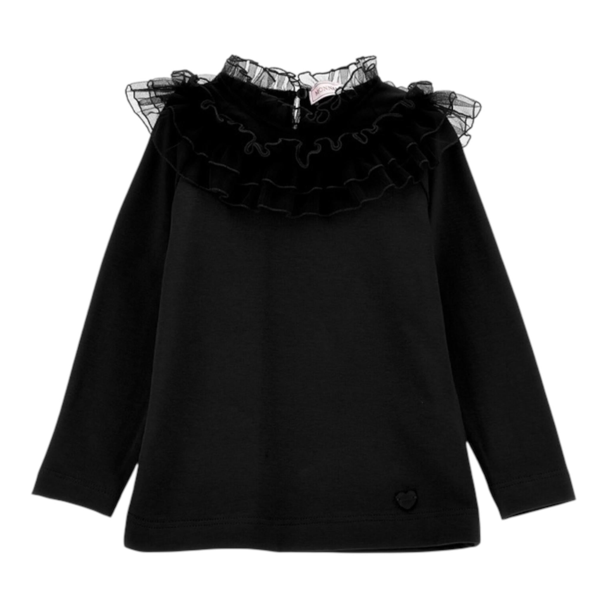 MONNALISA shirt tinta unita con colletto velato Nero per Neonata 17B603 NERO MONNALISA
