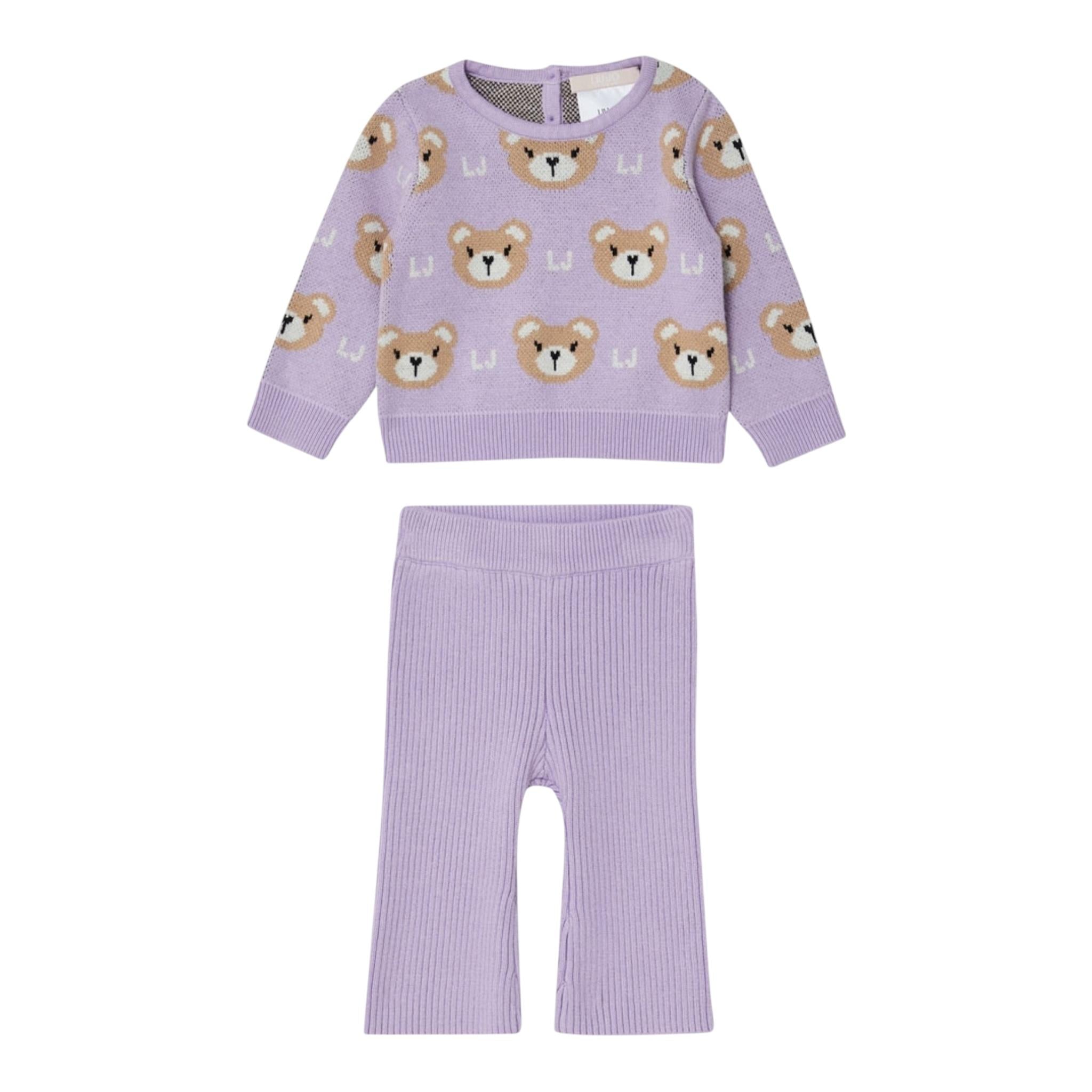 LIU JO completo 2 pezzi maglia-pantalone tinta unita Lilla per Neonata HF4052 LILLA LIU JO
