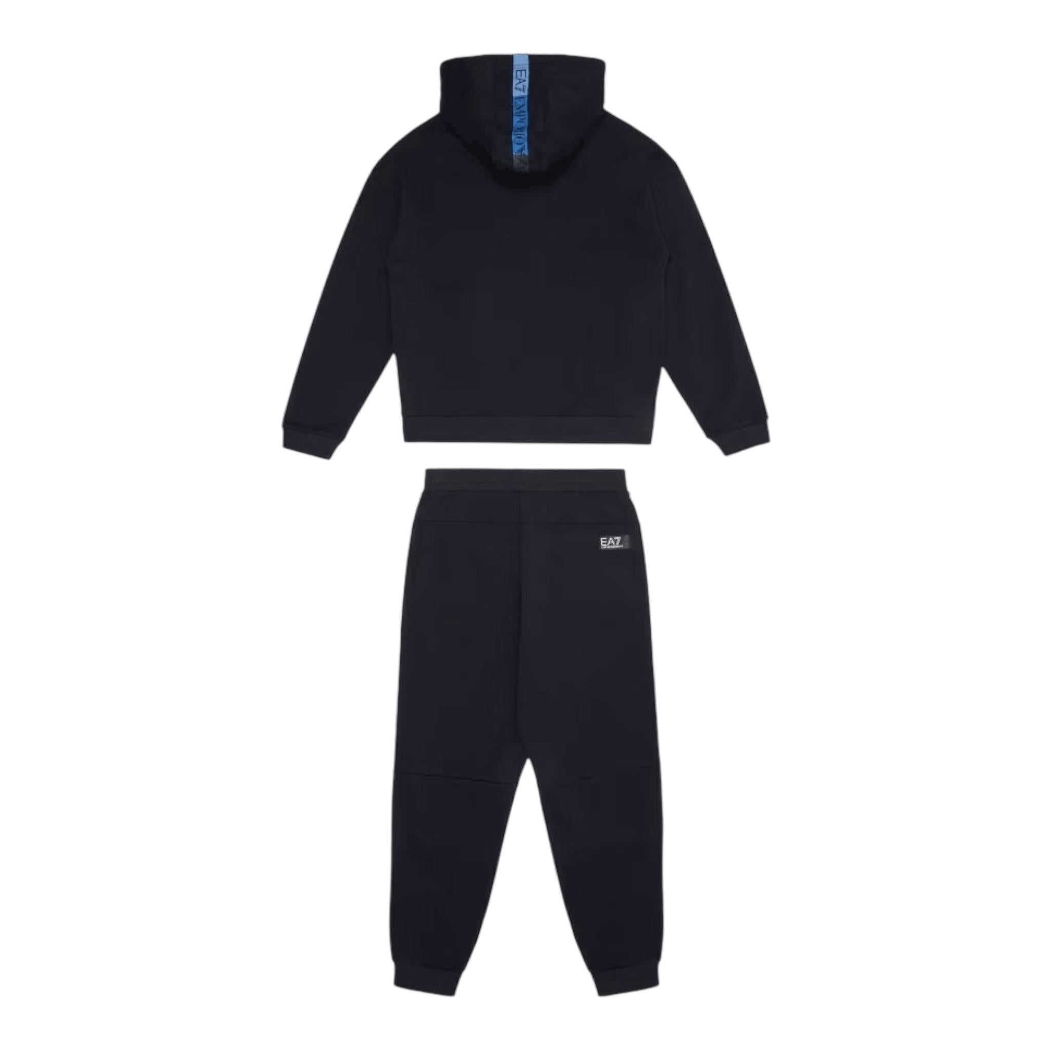 EMPORIO ARMANI completo pantalone-felpa tinta unita con stampa e cappuccio Nero per Bambino 6DBV58 NERO EMPORIO ARMANI