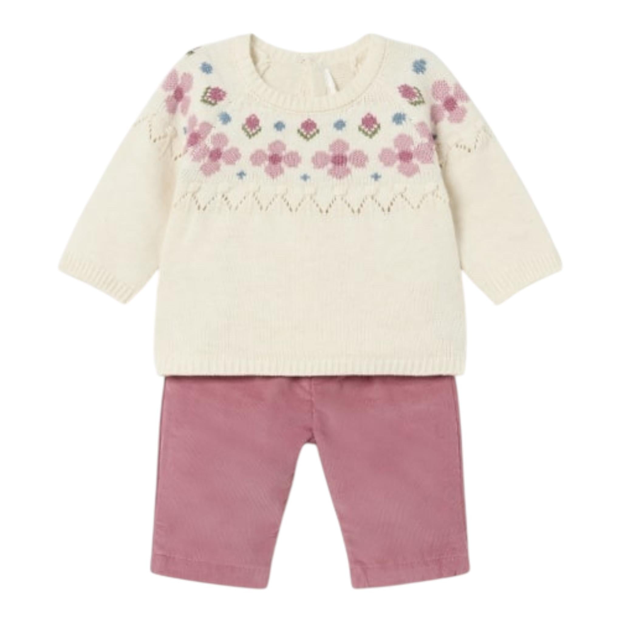 MAYORAL completo 2pz maglia-pantalone bicolore Beige/rosa per Neonata 2519X BEIGE/ROSA MAYORAL