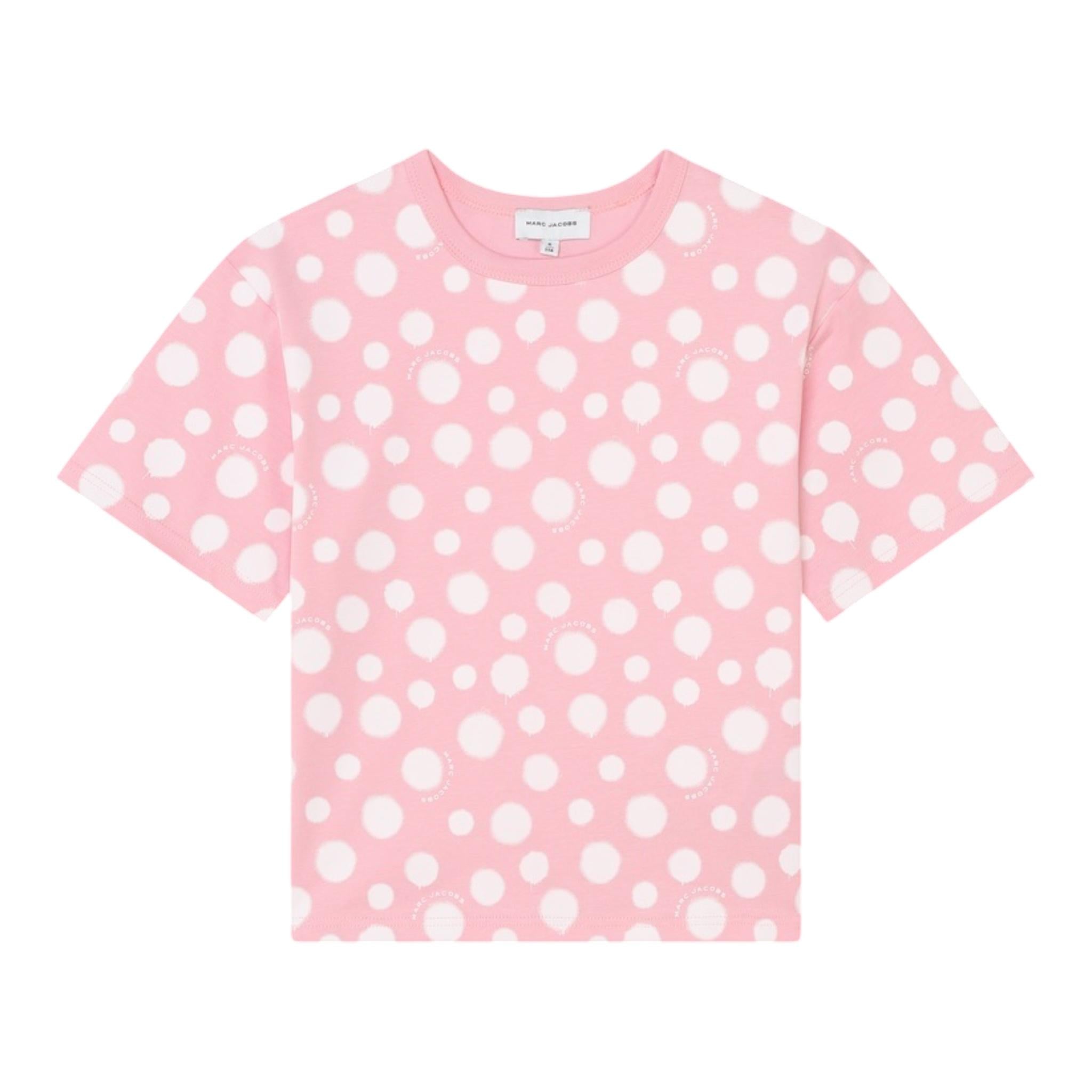 MARC JACOBS t-shirt girocollo tinta unita fantsia pois Rosa per Bambina W60219 ROSA MARC JACOBS