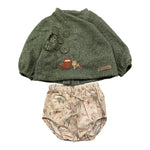 CALAMARO completo 2pz maglia-coulotte bicolore Verde/beige per Neonato 11070 VERDE/BEIGE CALAMARO