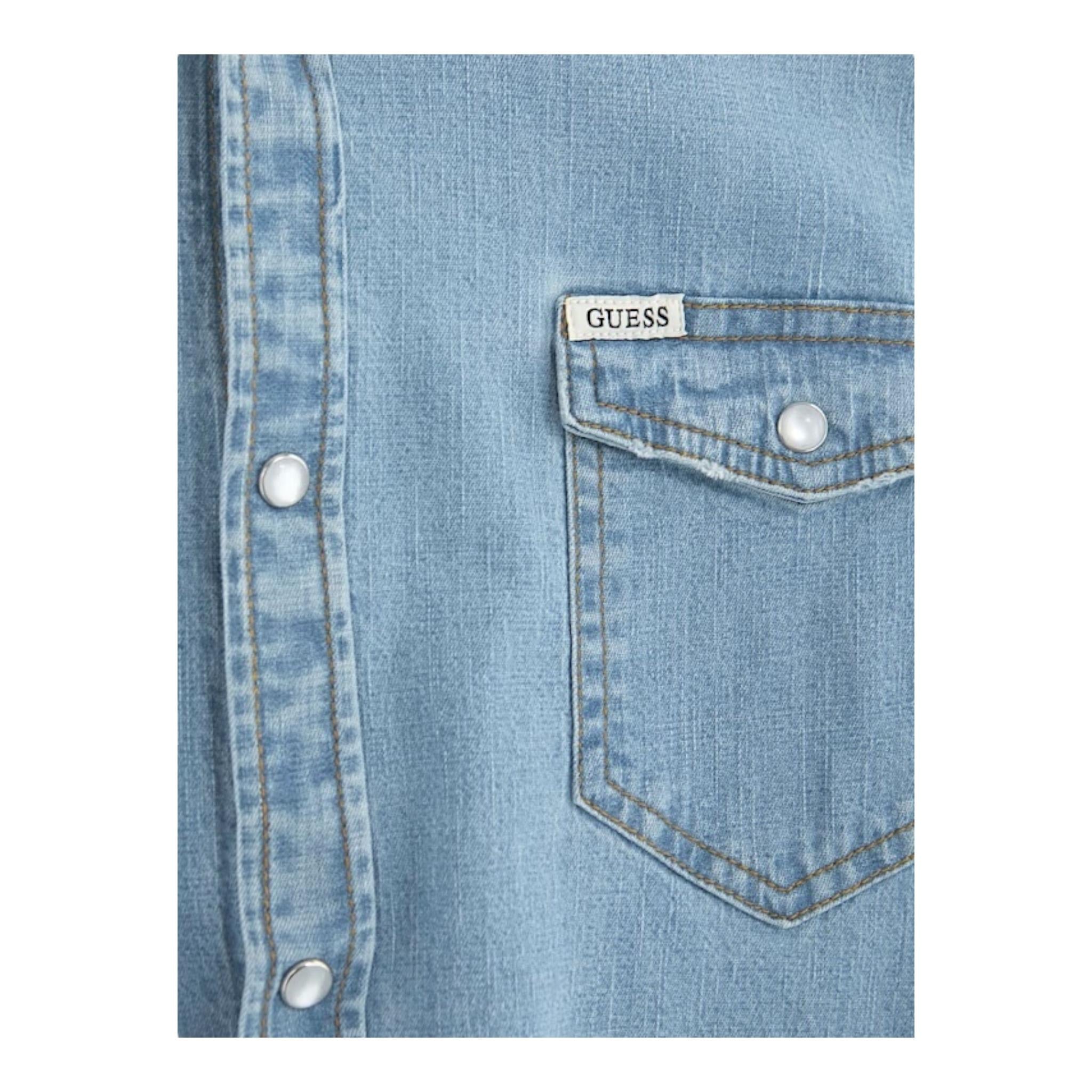 GUESS camicia manica lunga in denim tinta unita Azzurro per Bambino L4GH06D3PF5 AZZURRO GUESS