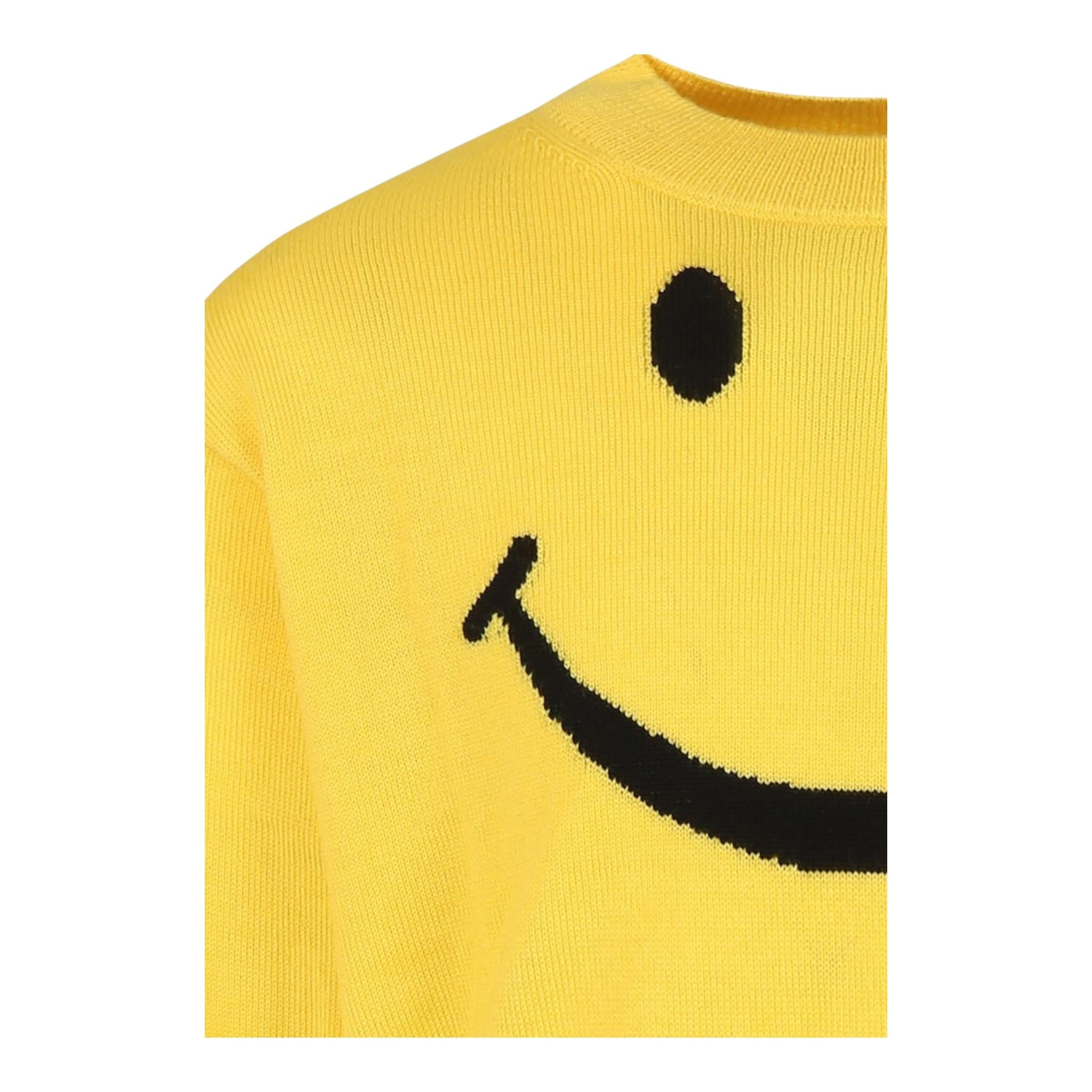 MOSCHINO maglia gircollo tinta unita con smile Gialla per Bambina HDW028 GIALLO MOSCHINO
