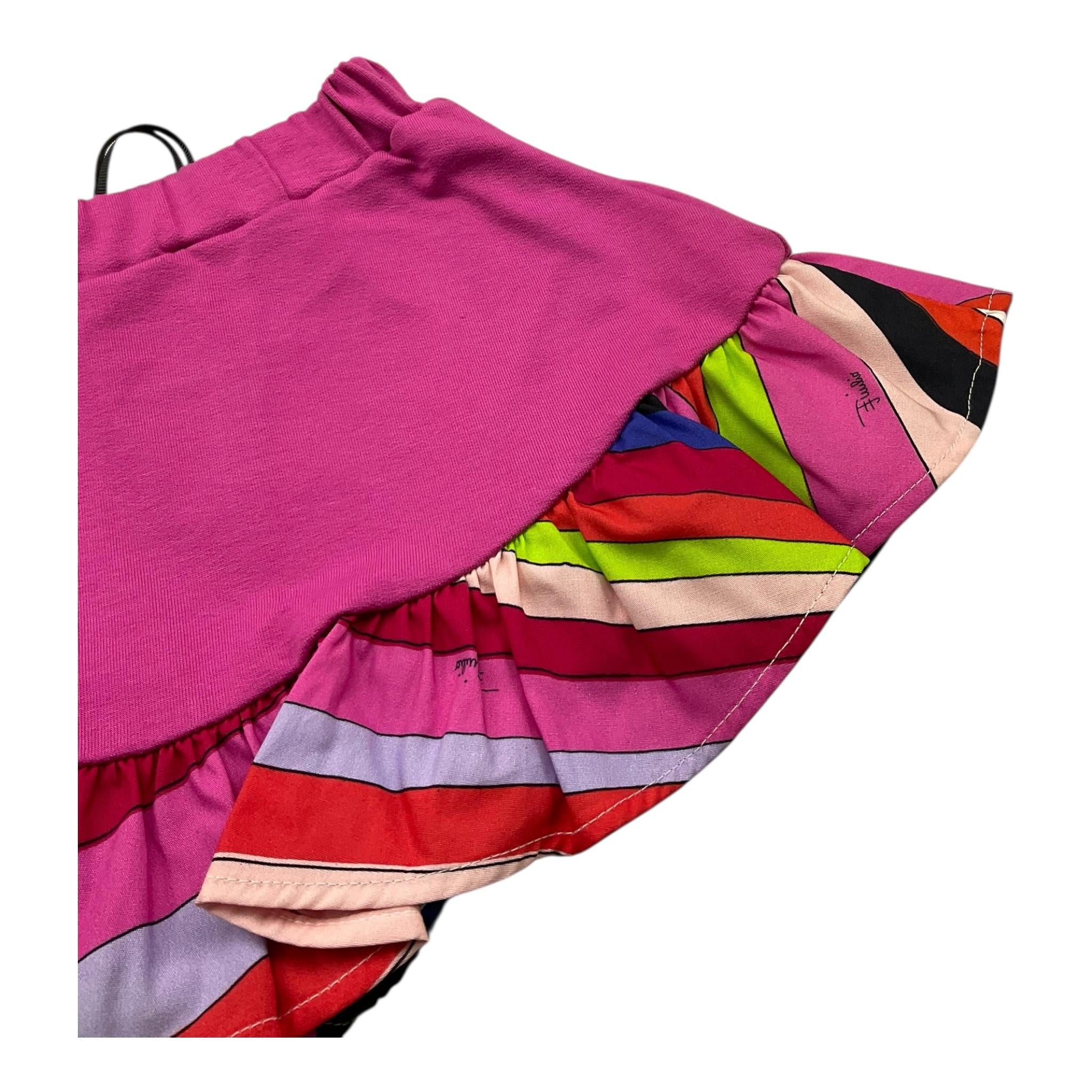 EMILIO PUCCI gonna tinta unita con coulotte Fuxia per Neonata PT7001 FUXIA EMILIO PUCCI