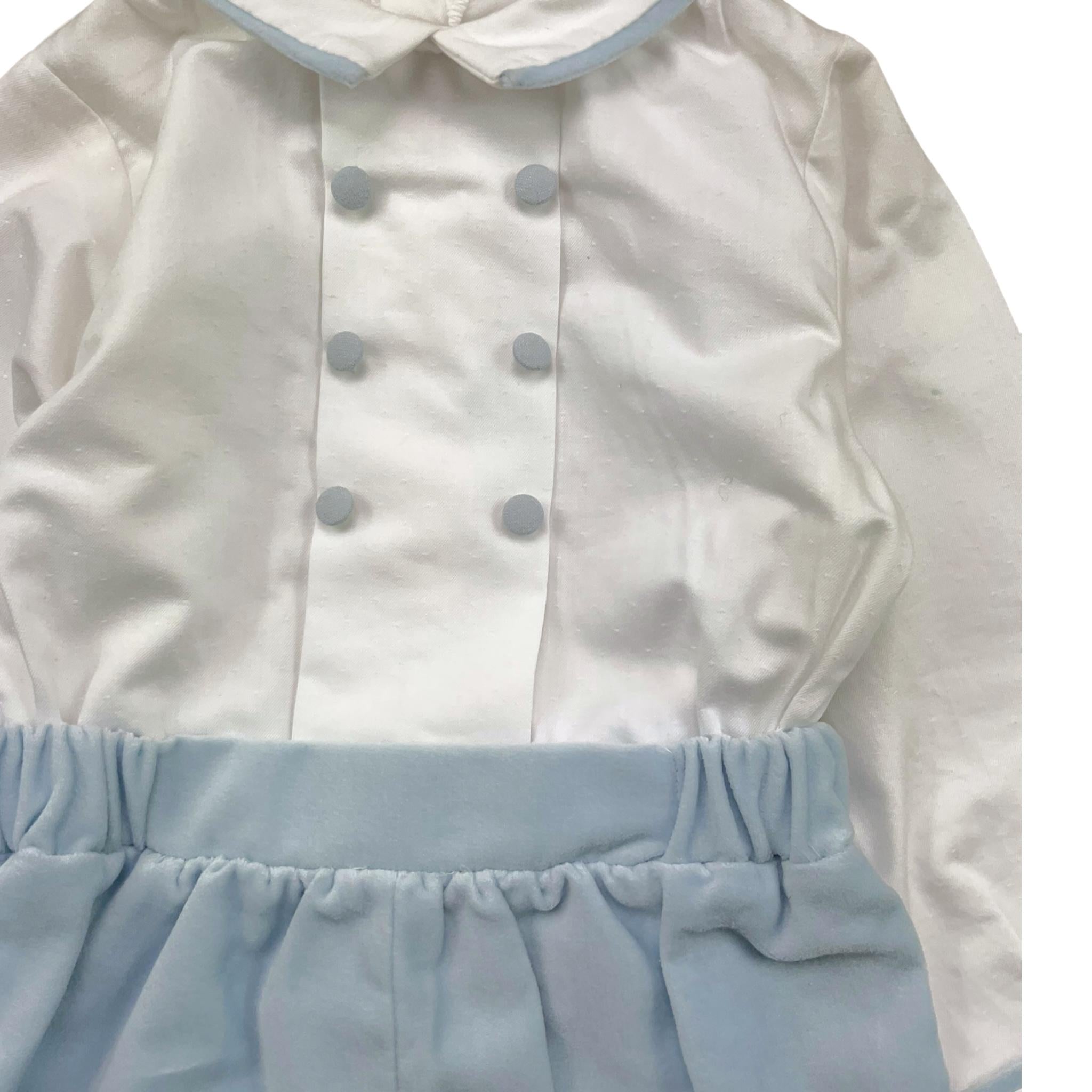 LA STUPENDERIA tutina bicolore con colletto Bianco/azzurro per Neonato CBPG47V06 BIANCO/AZZURRO LA STUPENDERIA