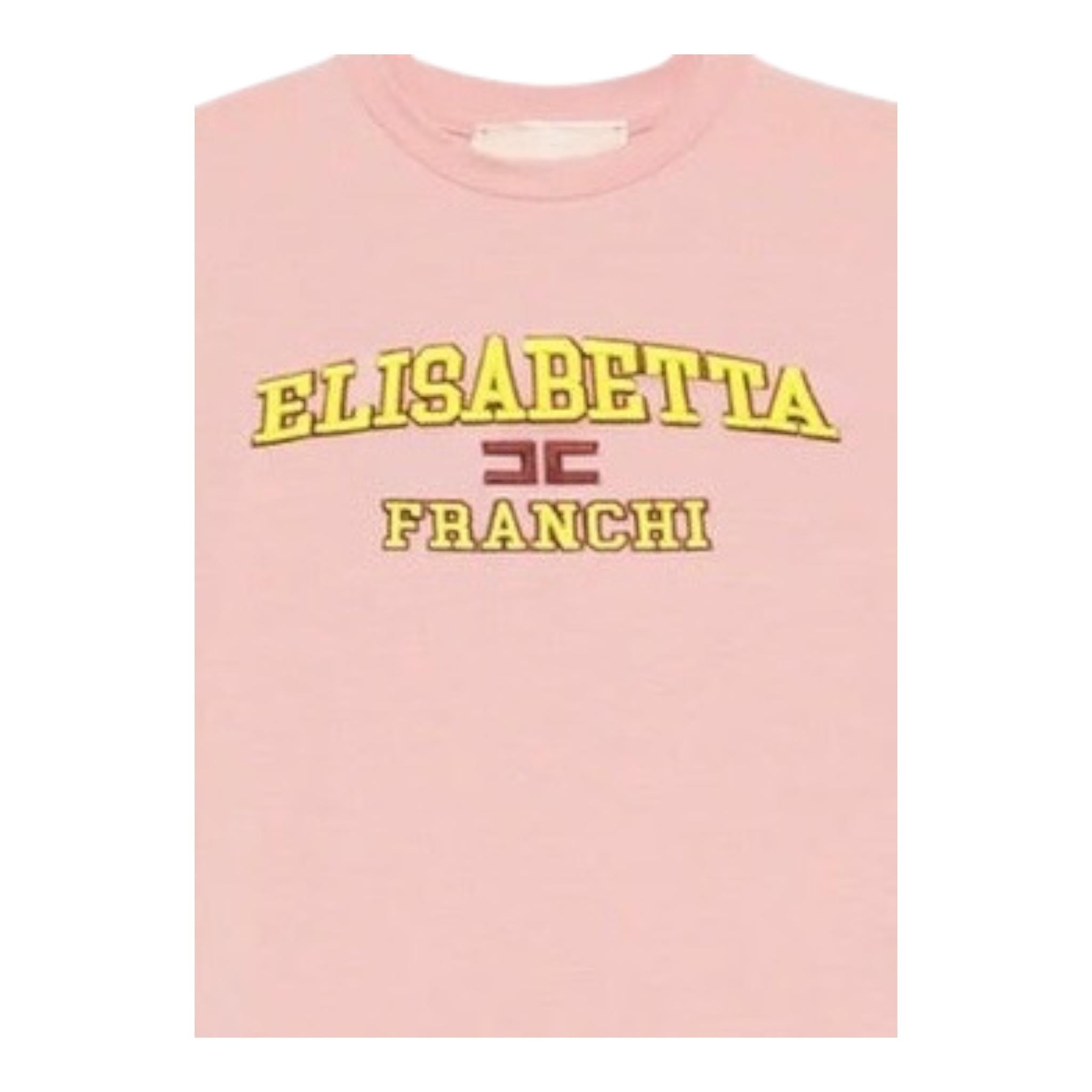 ELISABETTA FRANCHI t-shirt girocollo tinta unita con stampa Rosa per Bambina EFTS220 ROSA ELISABETTA FRANCHI