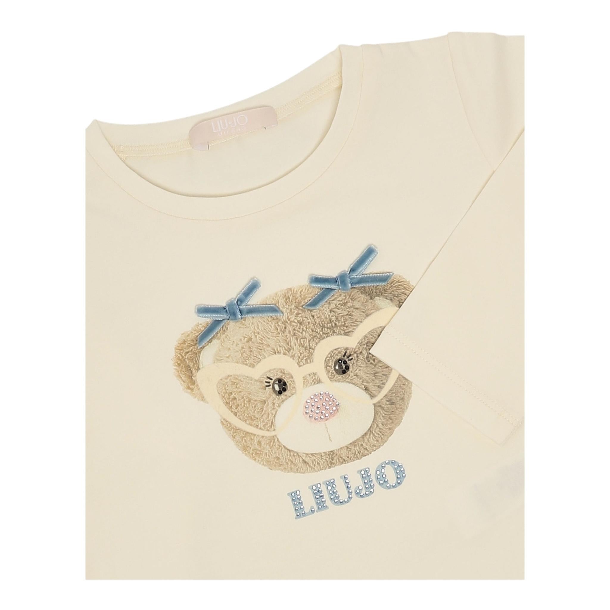 LIU JO shirt girocollo tinta unita con stampa in contrasto Panna per Neonata KF4068X PANNA LIU JO