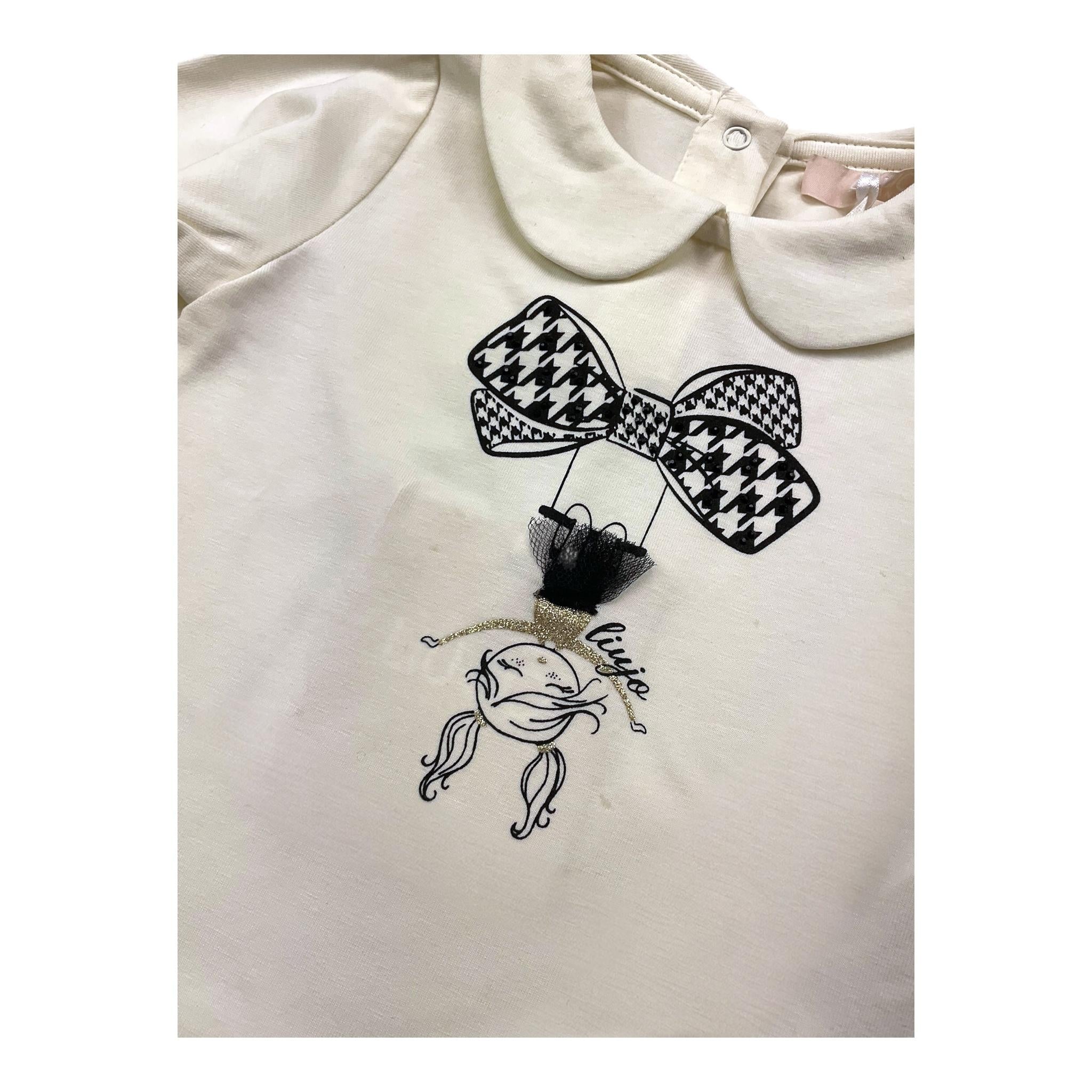 LIU JO shirt girocollo tinta unita con stampa in contrasto Panna per Neonata HF4078XXX PANNA LIU JO