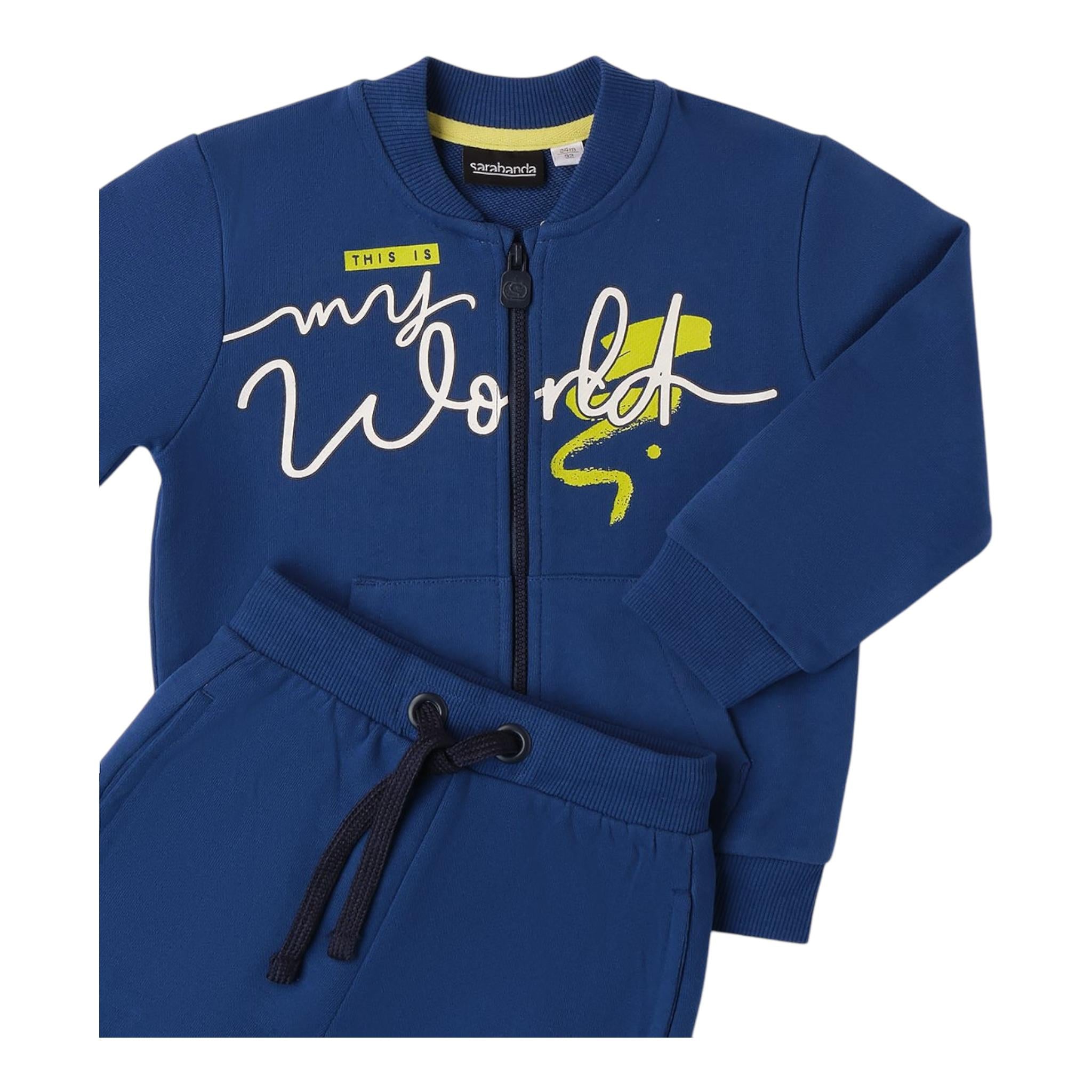 SARABANDA completo 2pz felpa con zip -pantalone Blu per Neonato A001 BLU SARABANDA