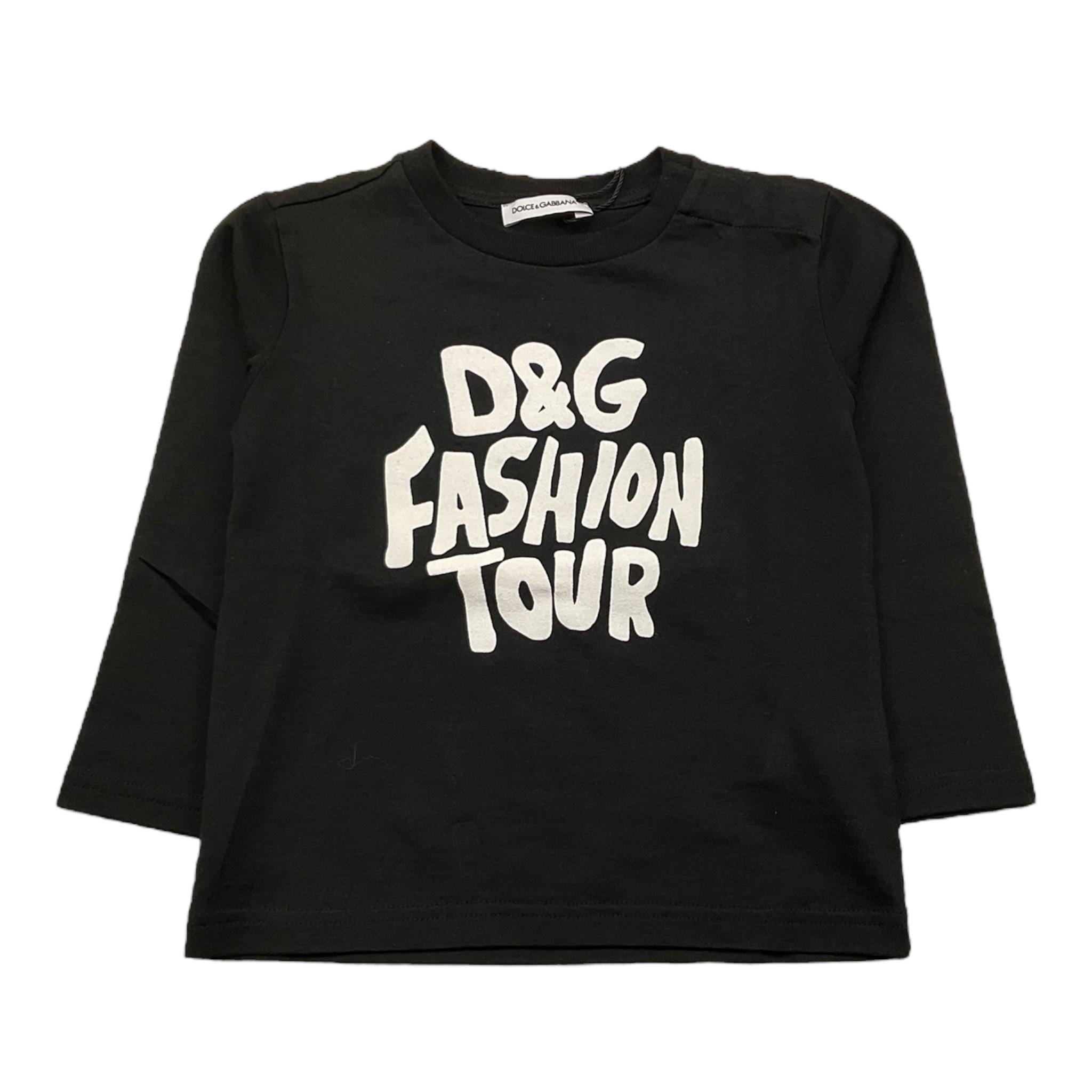 DOLCE & GABBANA shirt girocollo tinta unita con stampa in contrasto Nero per Neonato L2JTAY NERO DOLCE & GABBANA