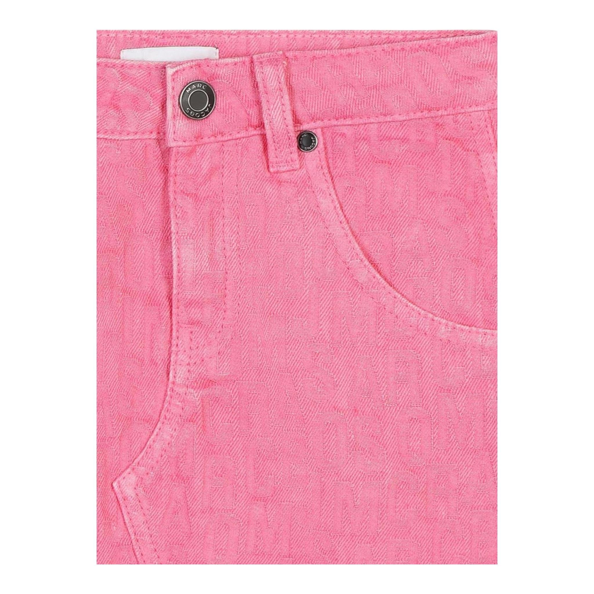 MARC JACOBS gonna in denim tinta unita con loghi Rosa per Bambina W60246 ROSA MARC JACOBS