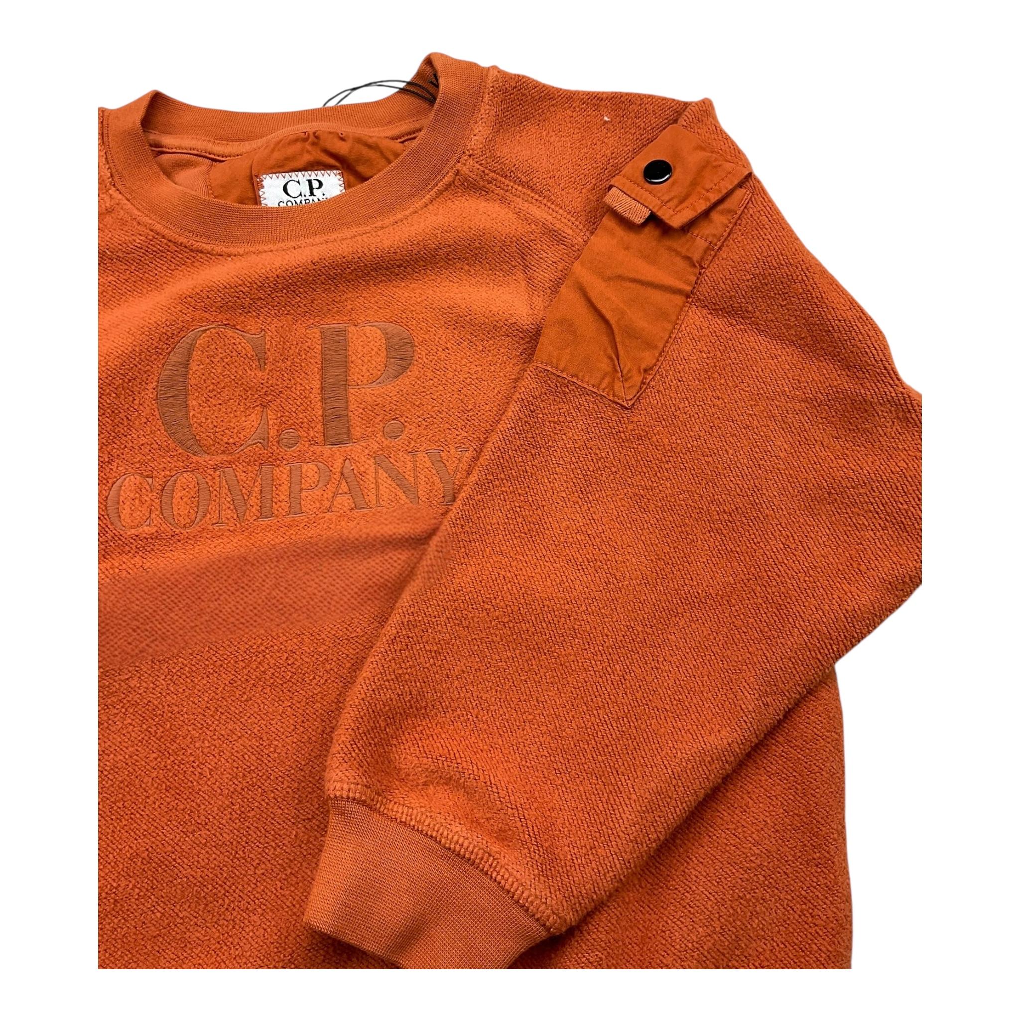 C.P. COMPANY felpa chiusa girocollo tinta unita con logo Arancione per Bambino CUF00N ARANCIONE C.P. COMPANY