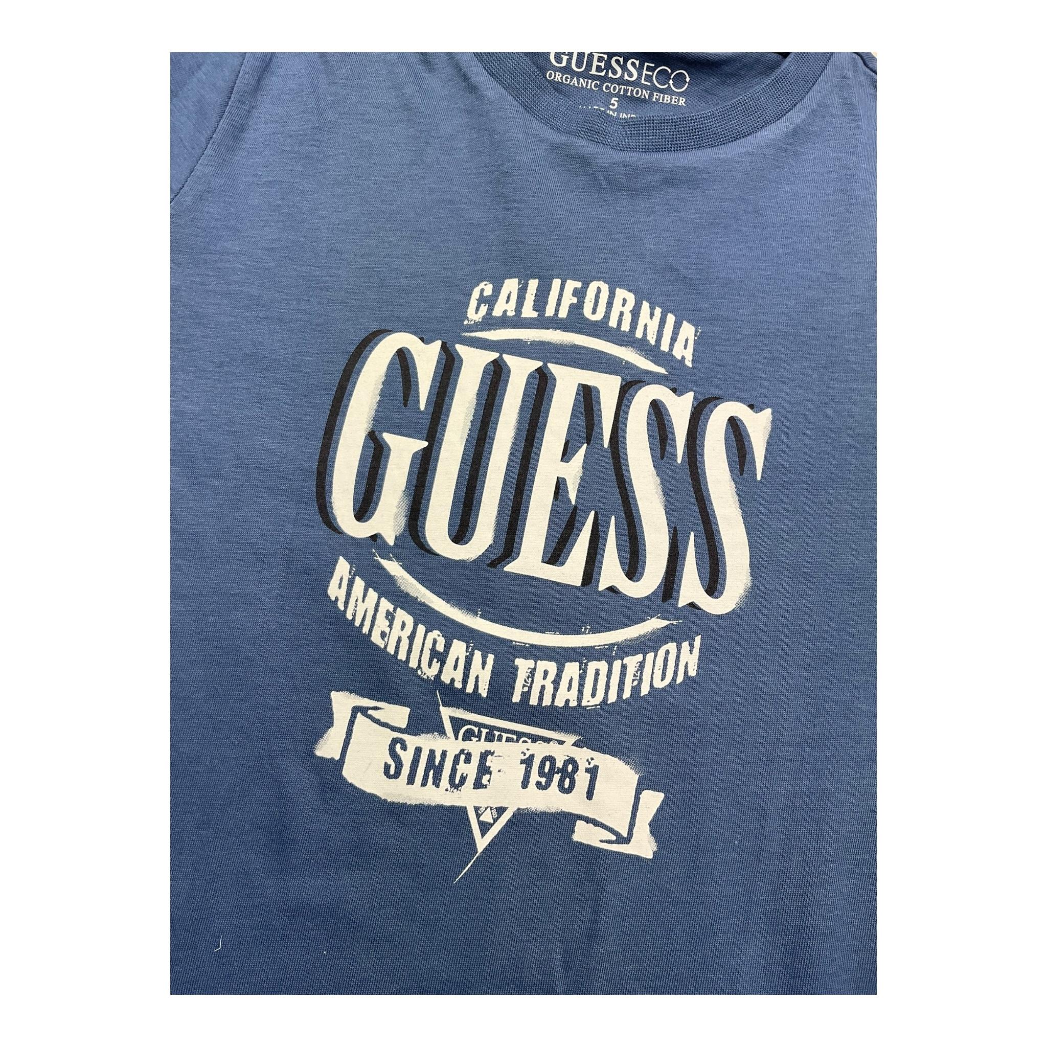 GUESS shirt girocollo tinta unita con stampa Blu per Bambino N4YI30K8HM4JXX BLU GUESS