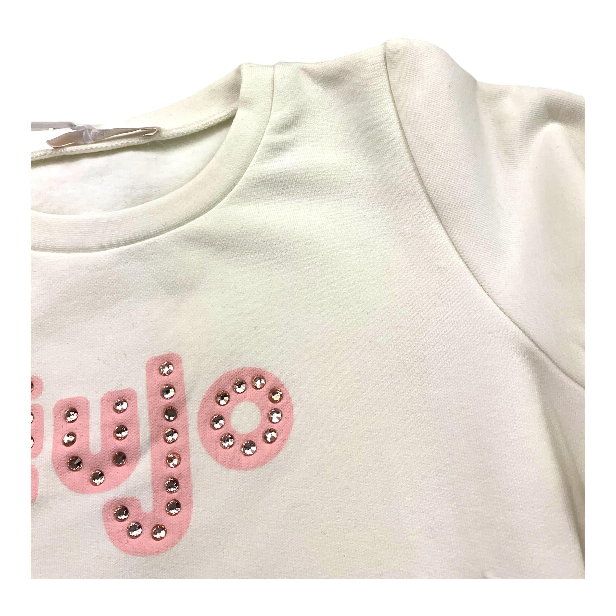 LIU JO felpa chiusa girocollo tinta unita con stampa logo Panna per Bambina KF4060X PANNA LIU JO