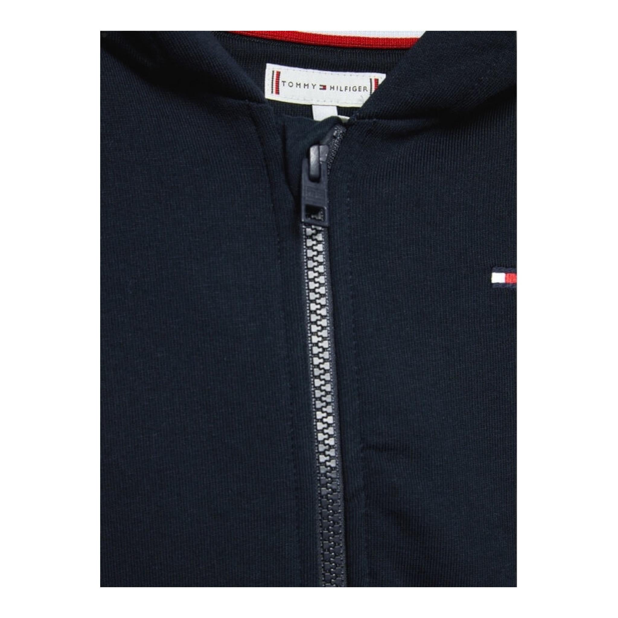 TOMMY HILFIGER felpa tinta unita con zip e cappuccio Blu per Bambino KS0KS00421 BLU TOMMY HILFIGER