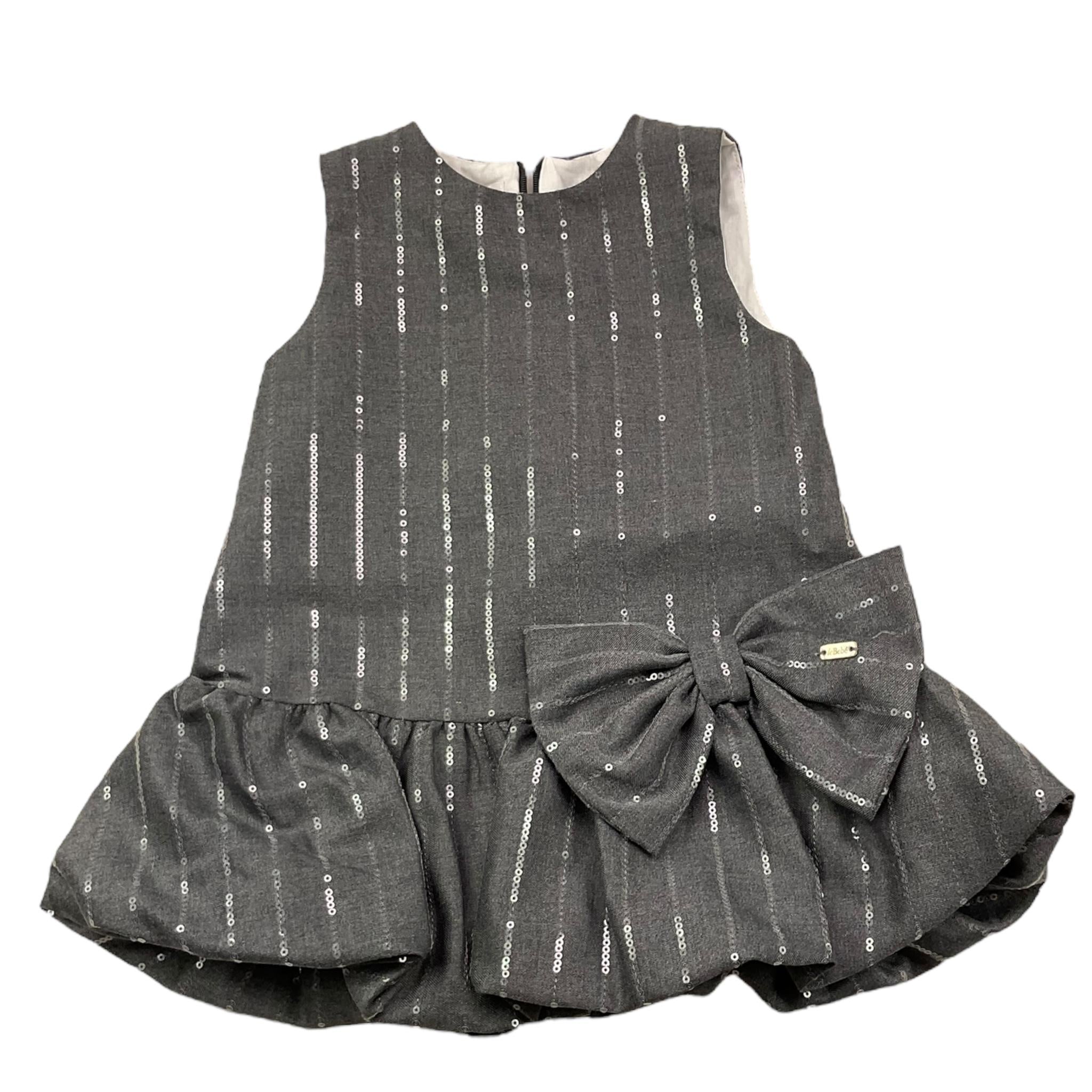 LE BEBE' abito tinta unita giromanica con paillettes Grigio per Neonata LBG6150 GRIGIO LE BEBE'