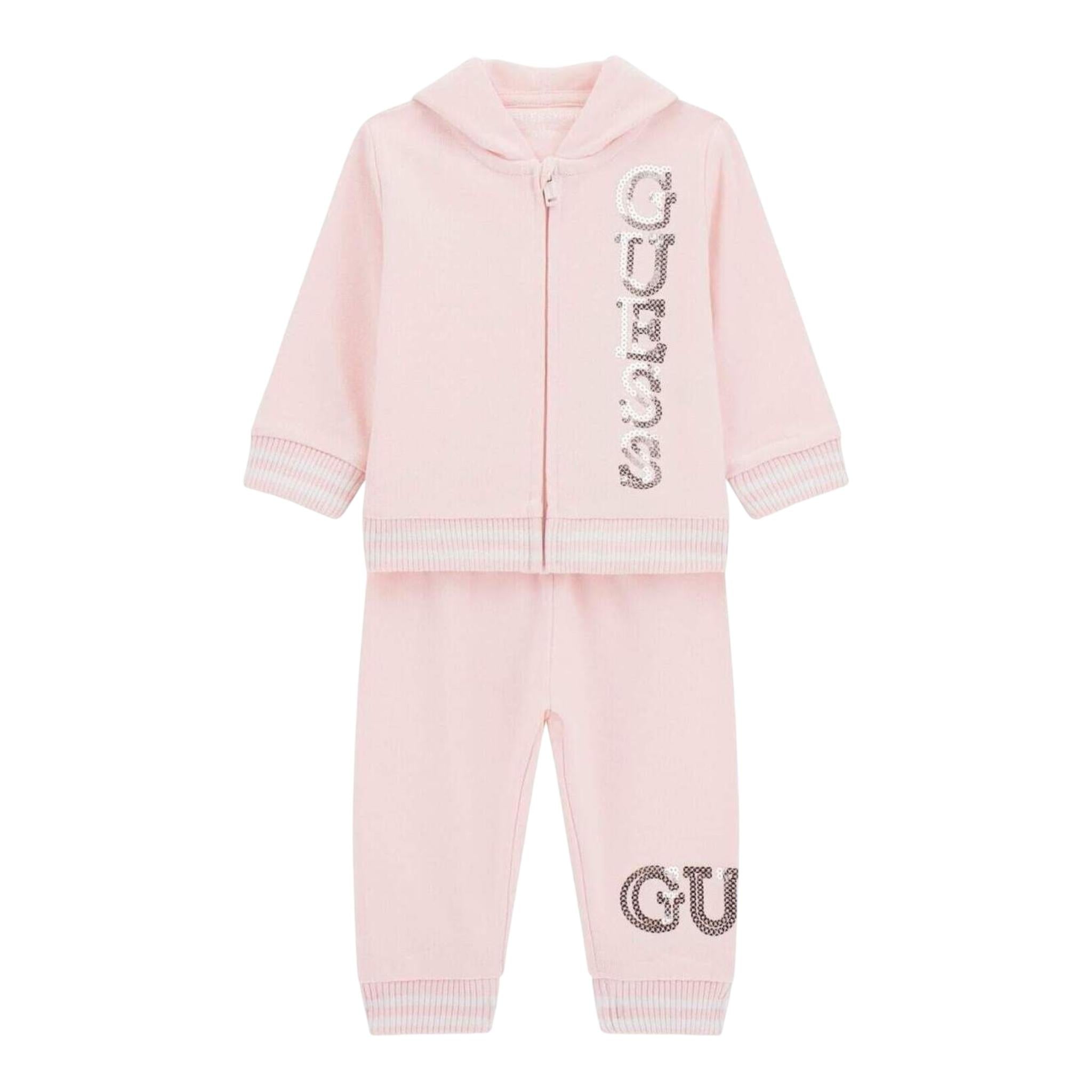 GUESS completo 2 pezzi felpa-pantalone tinta unita Rosa per Neonata A4YG00KA6R4 ROSA GUESS