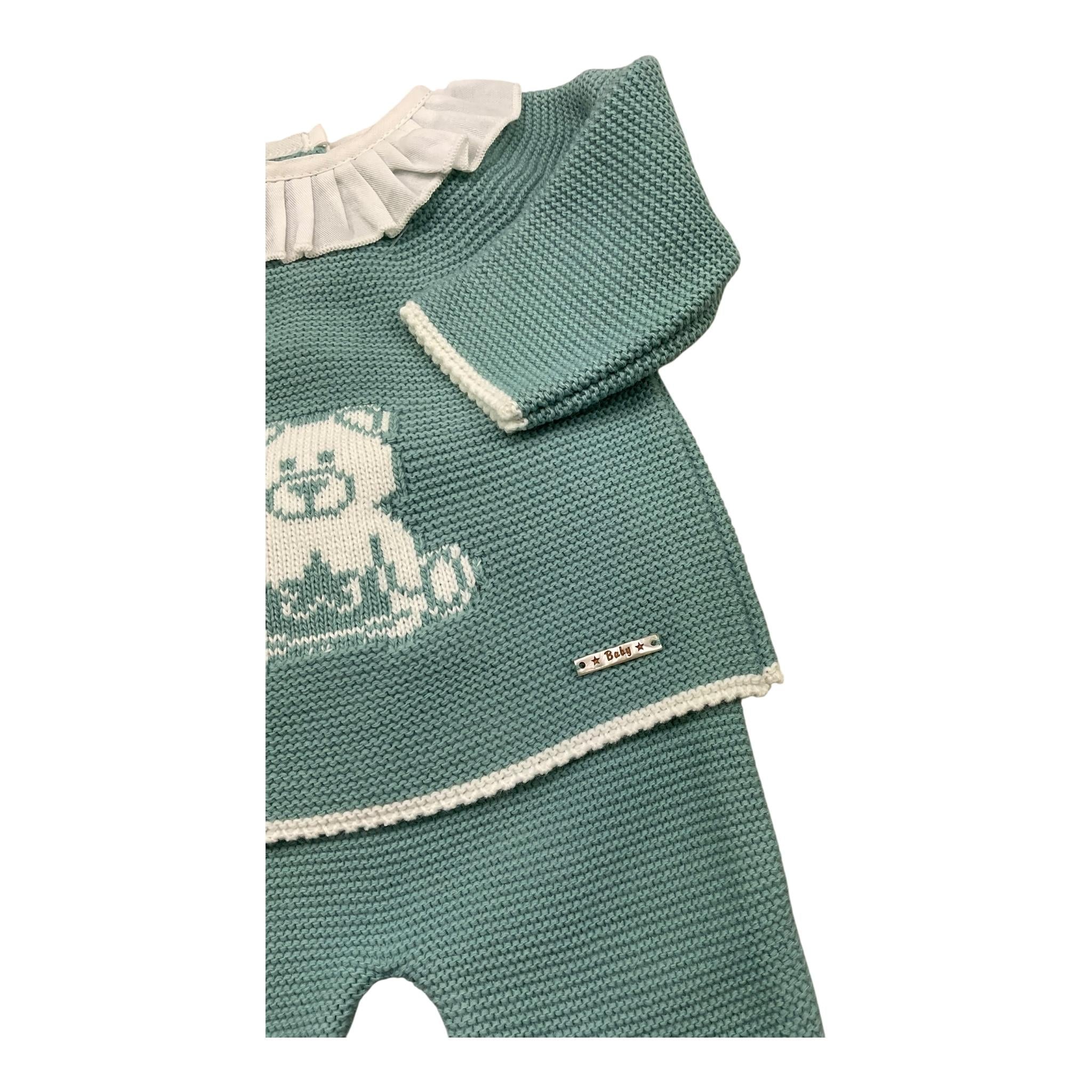 VALENTINA BEBES completo 3 pezzi maglia-ghettina-cappello Verde per Neonata HOW27 VERDE VALENTINA BEBES