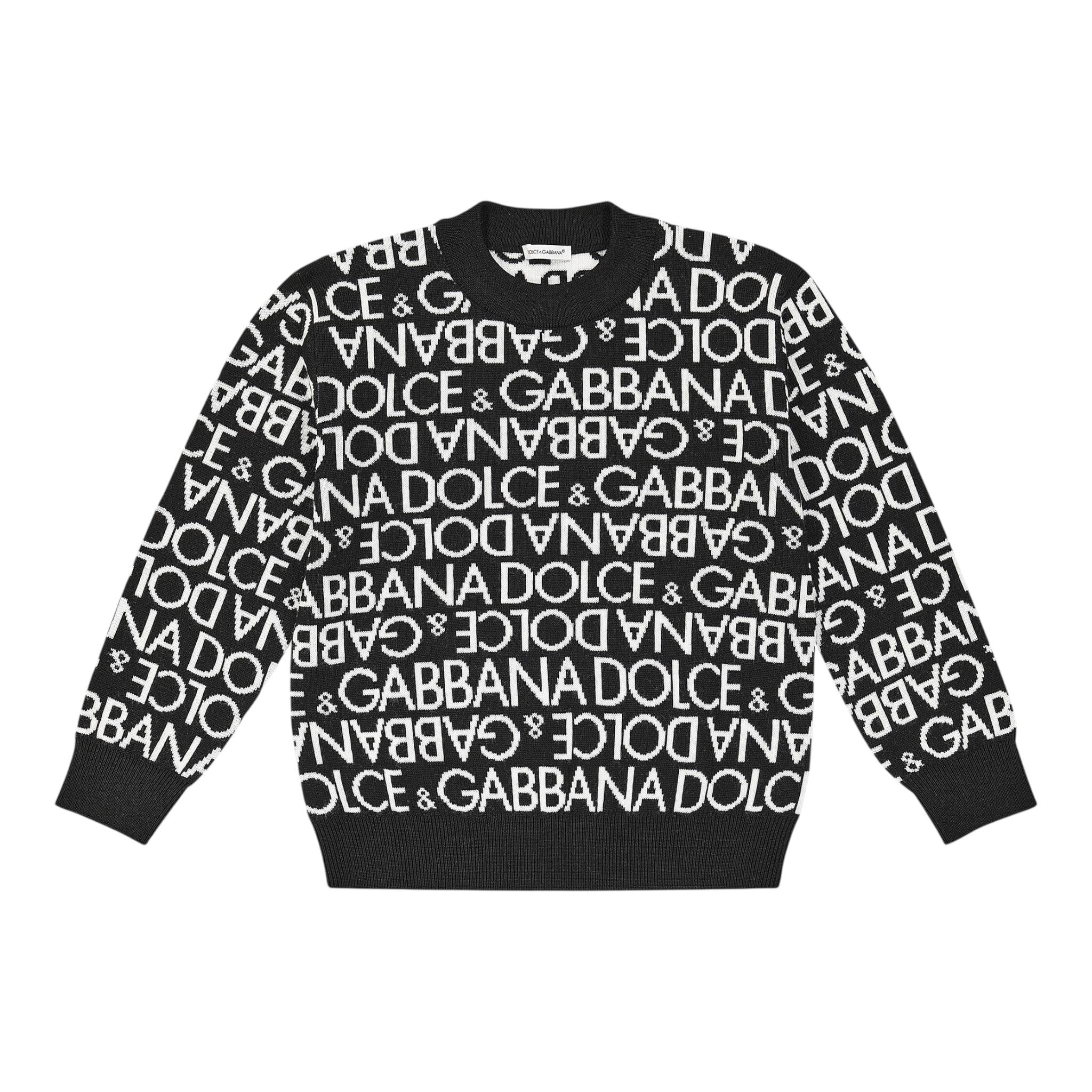 DOLCE & GABBANA maglia girocollo tricolore con ricami Nero per Bambino L4KWE2 NERO DOLCE & GABBANA