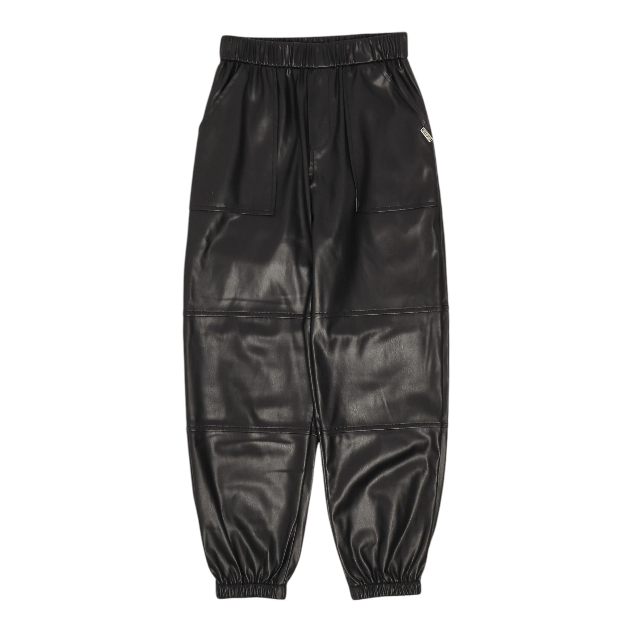 LIU JO pantalone in ecopelle tinta unita con elastico in vita Nero per Bambina GF4056 NERO LIU JO