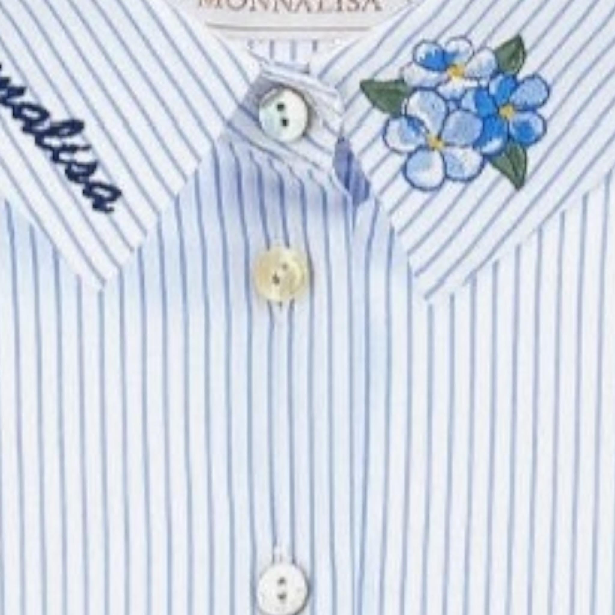 MONNALISA camicia tinta unita con fantasia a righe Bianco per Bambina 11B301 BIANCO MONNALISA
