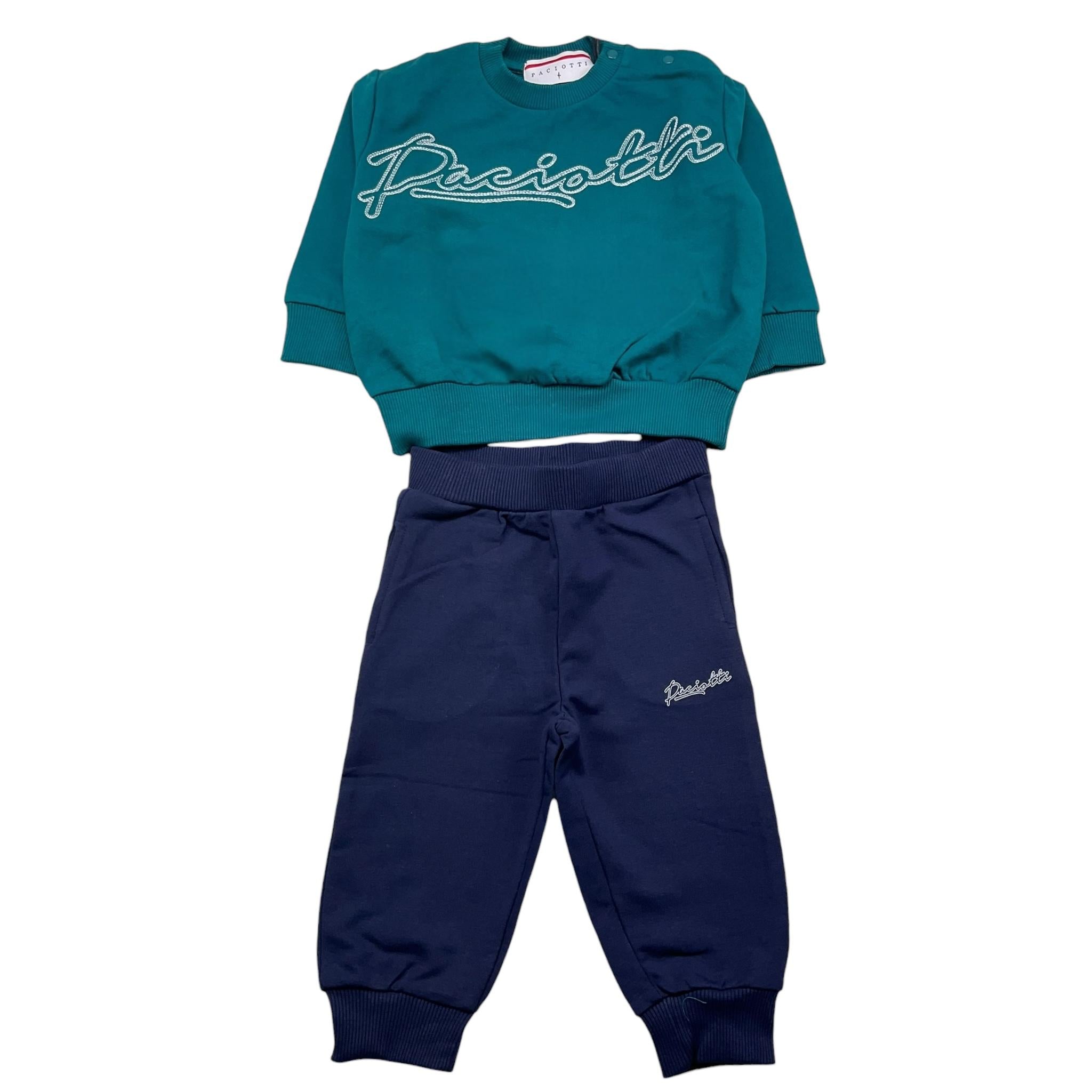 CESARE PACIOTTI completo bicolore 2pz felpa-pantalone Blu/verde per Neonato COMP5310BXX BLU/VERDE CESARE PACIOTTI