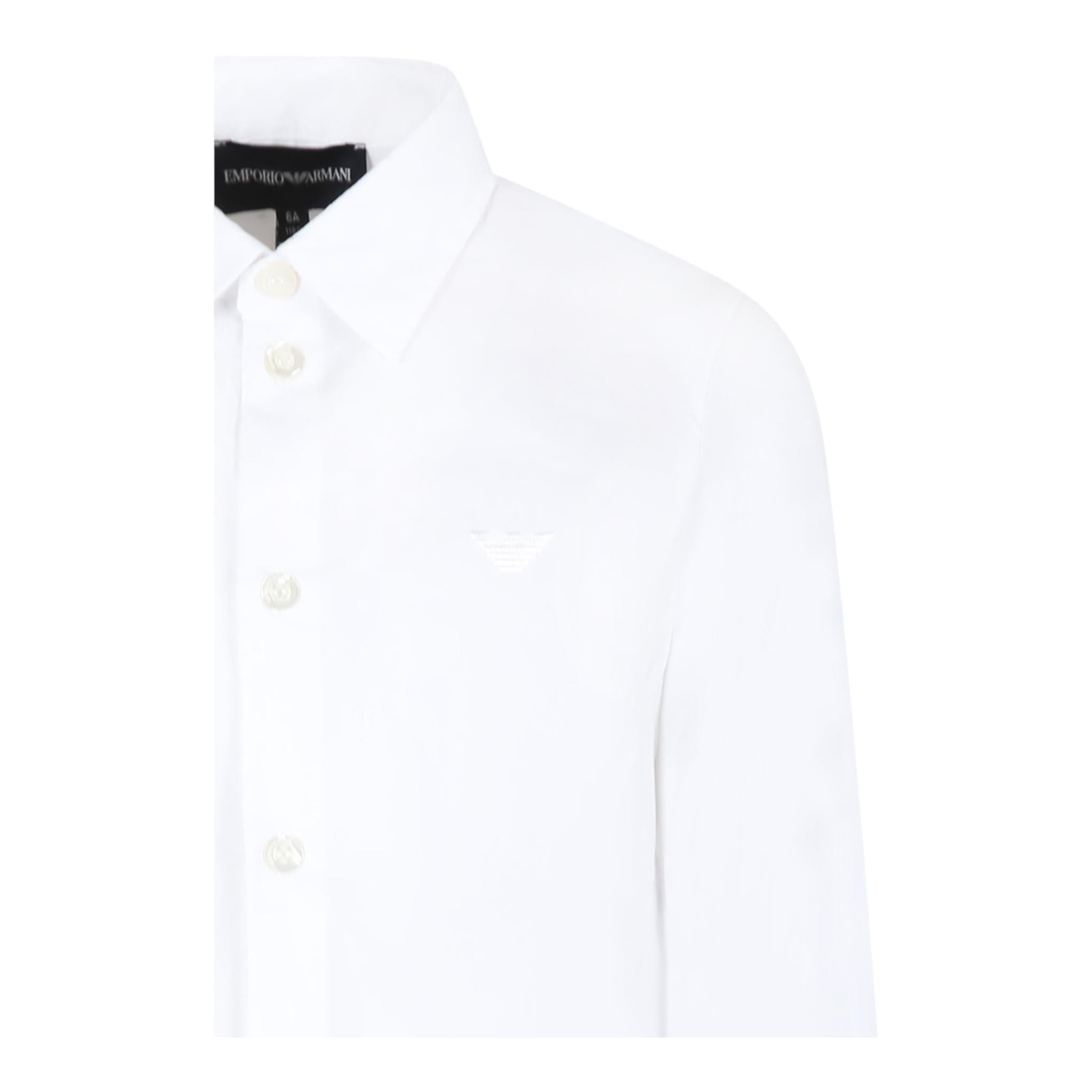 EMPORIO ARMANI camicia tinta unita con logo Bianco per Bambino 8N4CJ0 BIANCO EMPORIO ARMANI