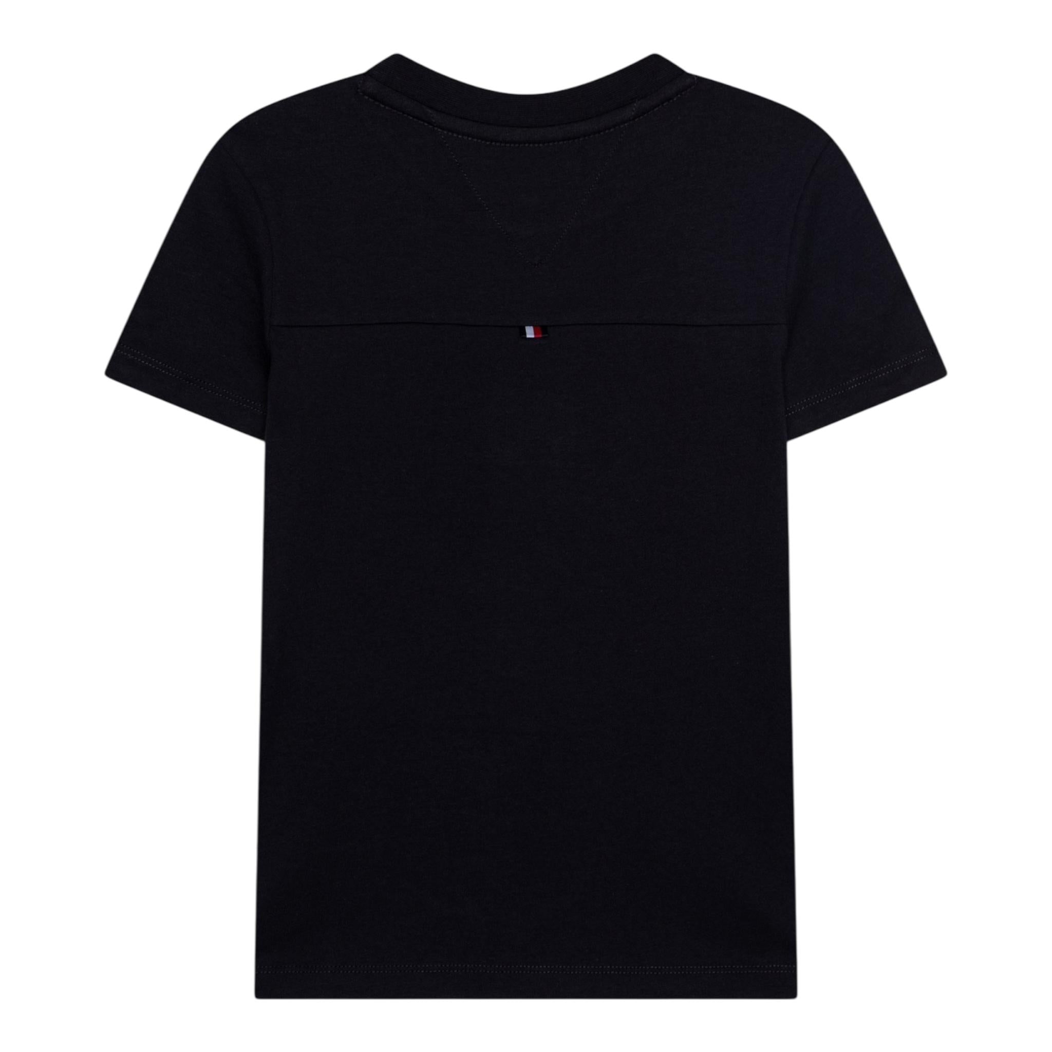 TOMMY HILFIGER t-shirt girocollo tinta unita con stampa logo Blu per Bambino KB0KB08662 BLU TOMMY HILFIGER