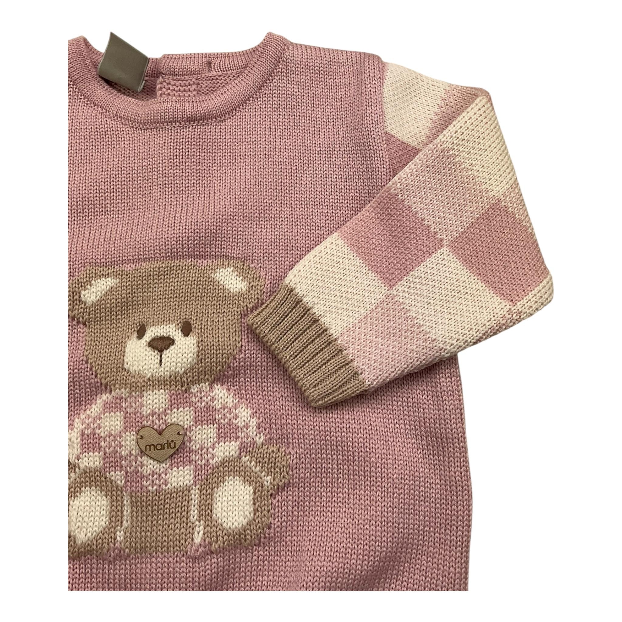 MARLU' maglia girocollo tinta unita con ricamo orso Rosa per Neonata MRLC ROSA MARLU'