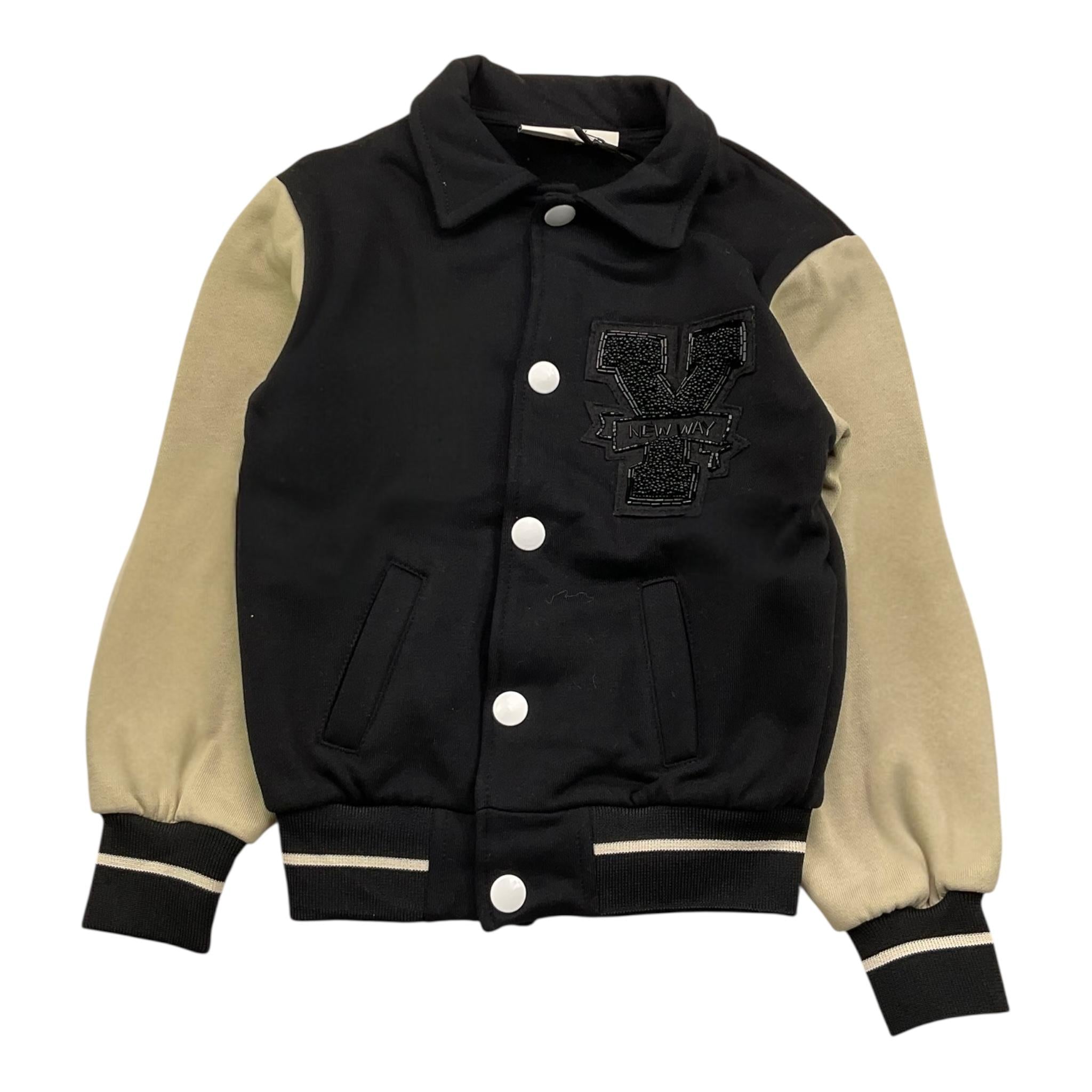 YES LONDON felpa con bottoni tinta unita con maniche in contrasto Nero per Neonato JR5071X NERO YES LONDON