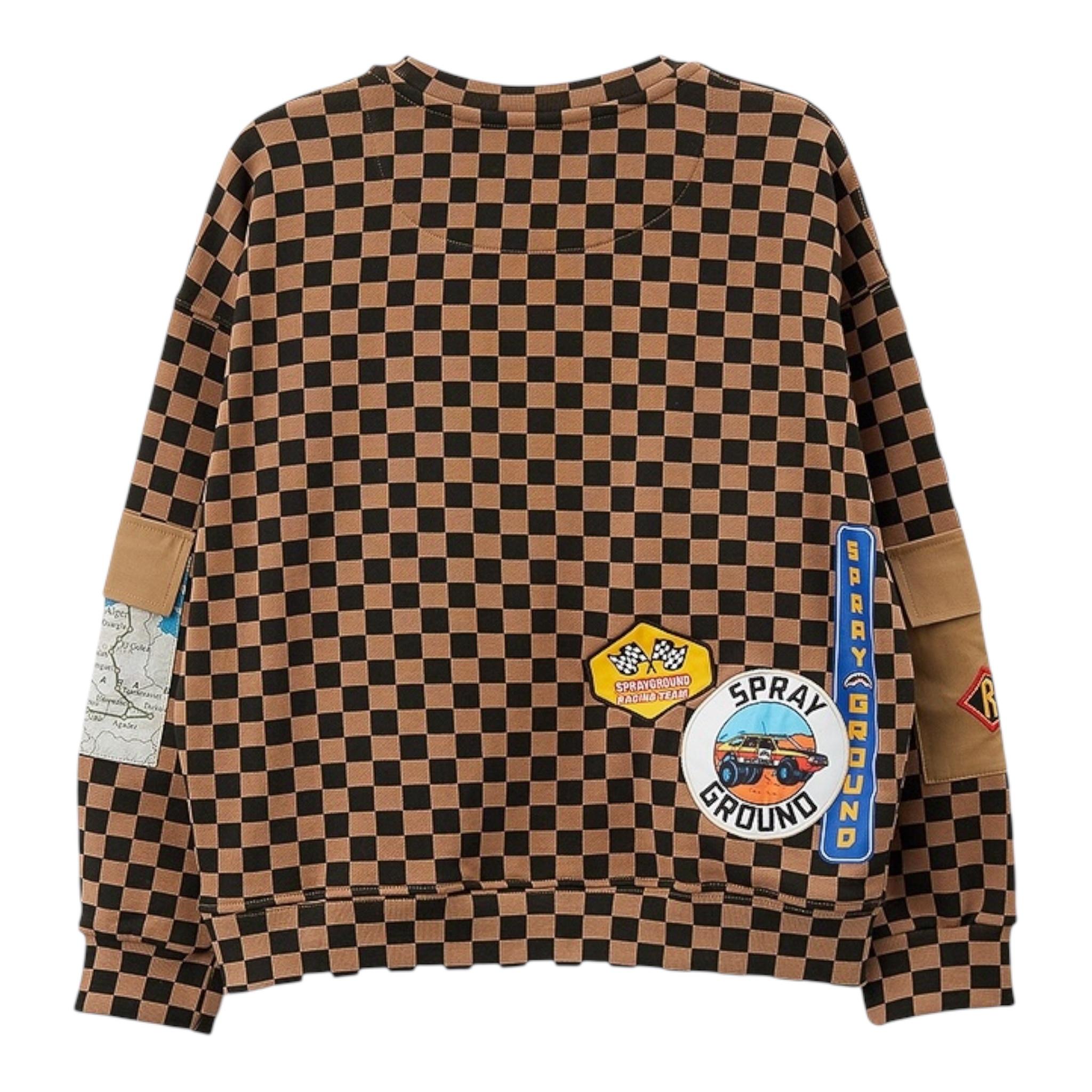SPRAYGROUND felpa girocollo tinta unita con fantasia scacchi Marrone per Bambino SPY1058 MARRONE SPRAYGROUND