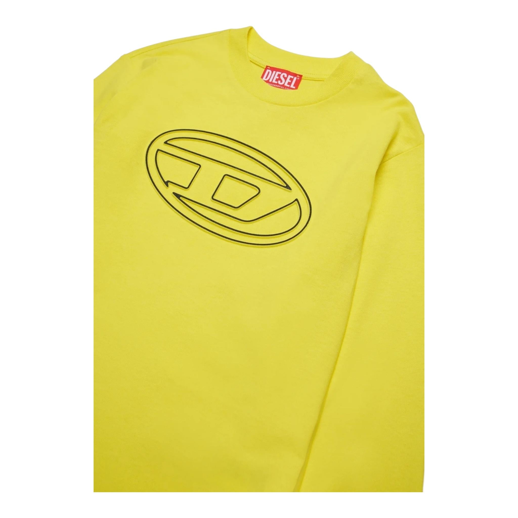 DIESEL shirt girocollo tinta unita con logo Giallo per Bambino J02016X GIALLO DIESEL