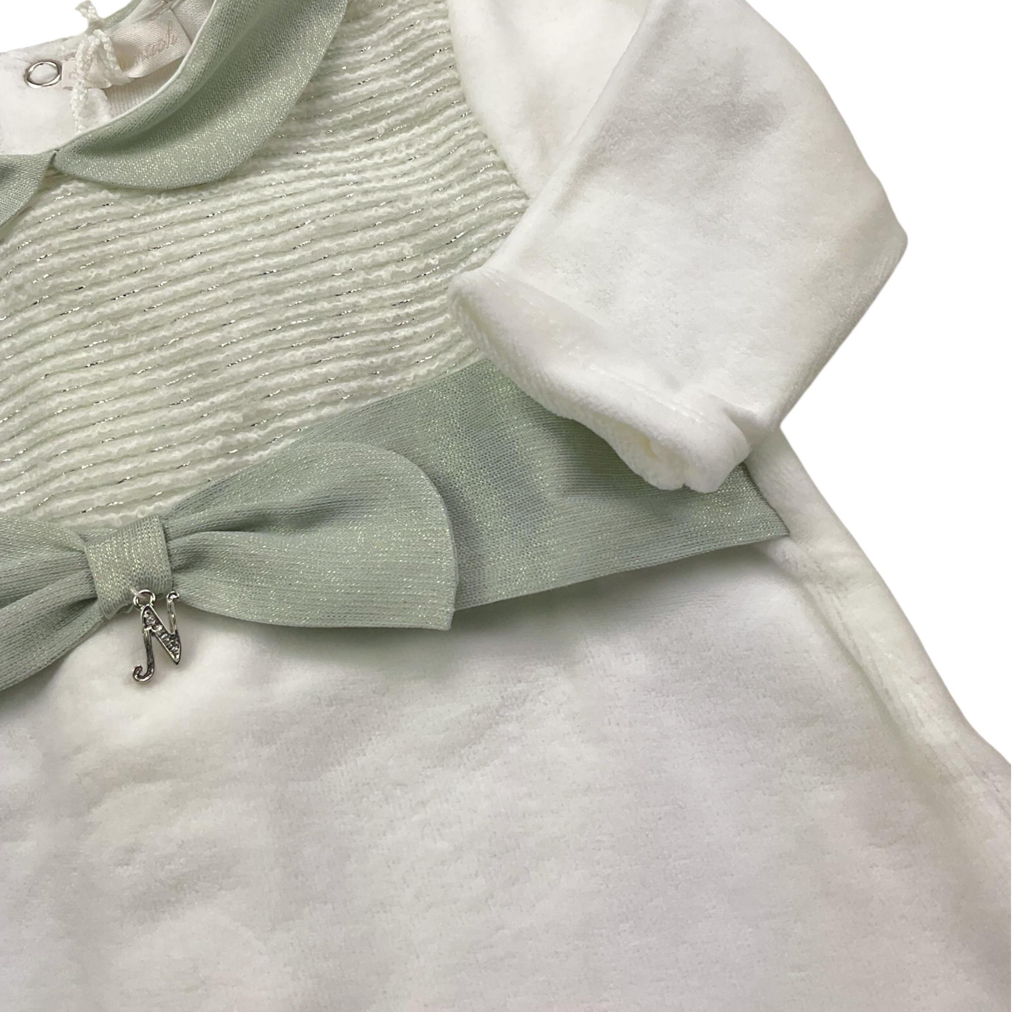 NINNAOH tutina bicolore con fantasia e fiocco Bianco/verde per Neonata I2374T BIANCO/VERDE NINNAOH