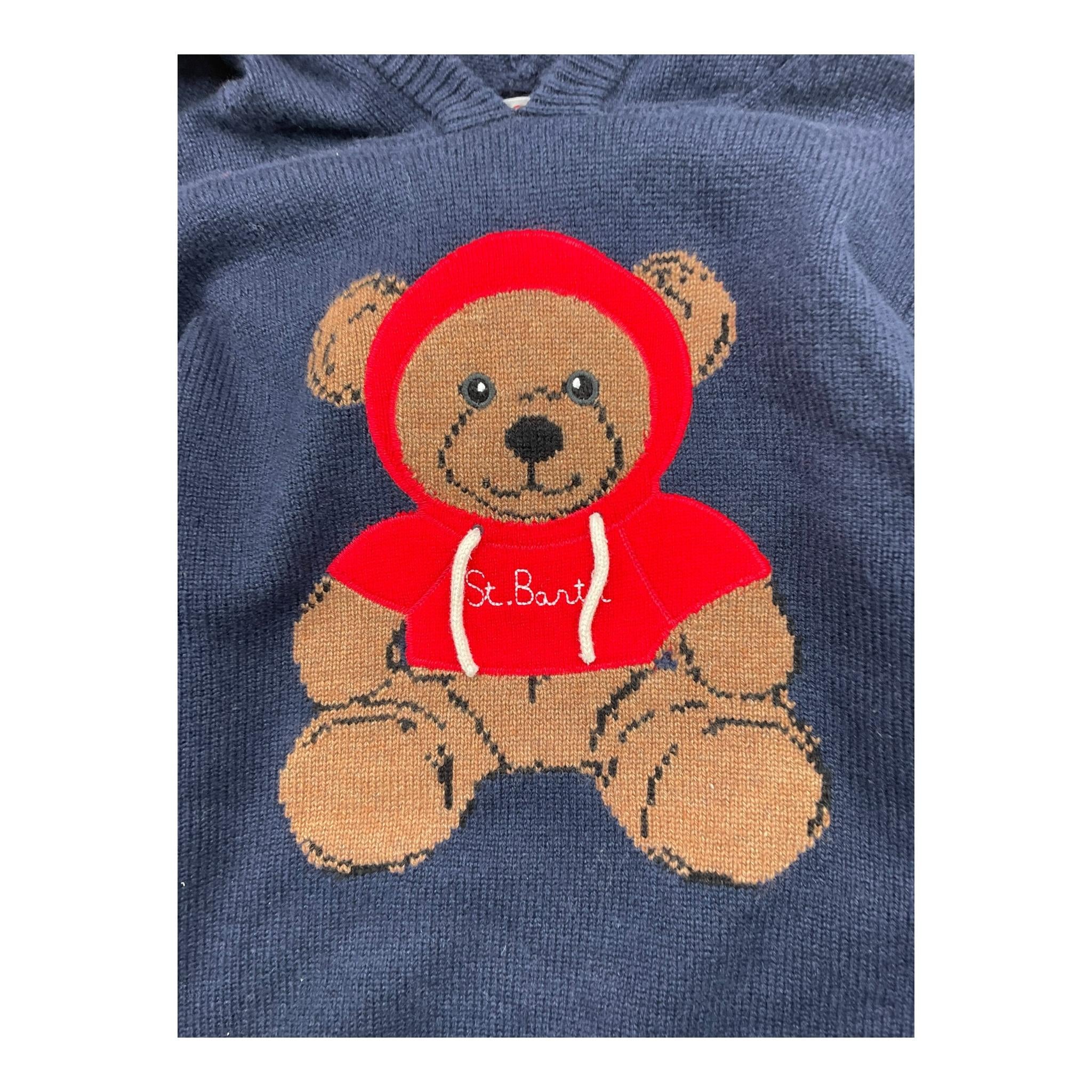 SAINT BARTH maglia con cappuccio tinta unita con stampa Blu per Bambino BEARSW BLU SAINT BARTH