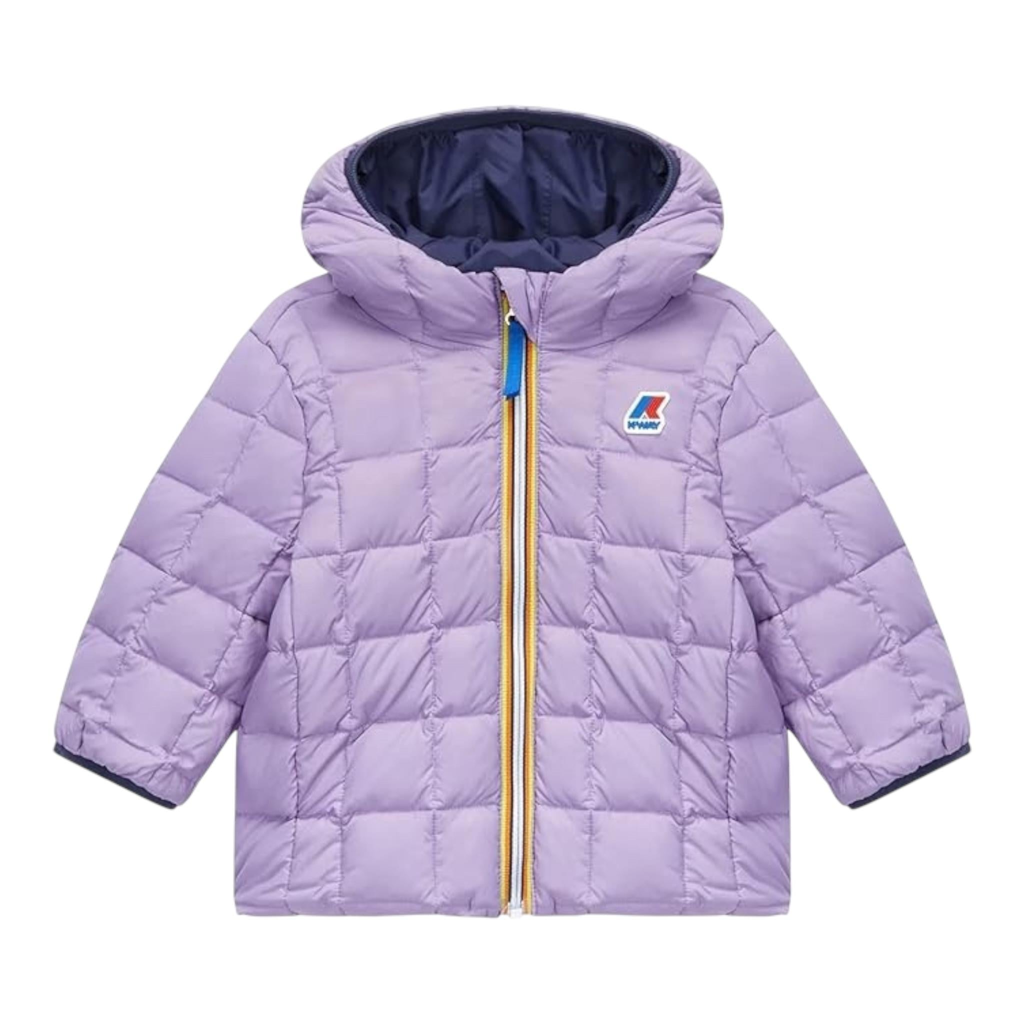 K-WAY giubbino reversbile bicolore con cappuccio Blu/lilla per Neonata K4116PW BLU/LILLA K-WAY