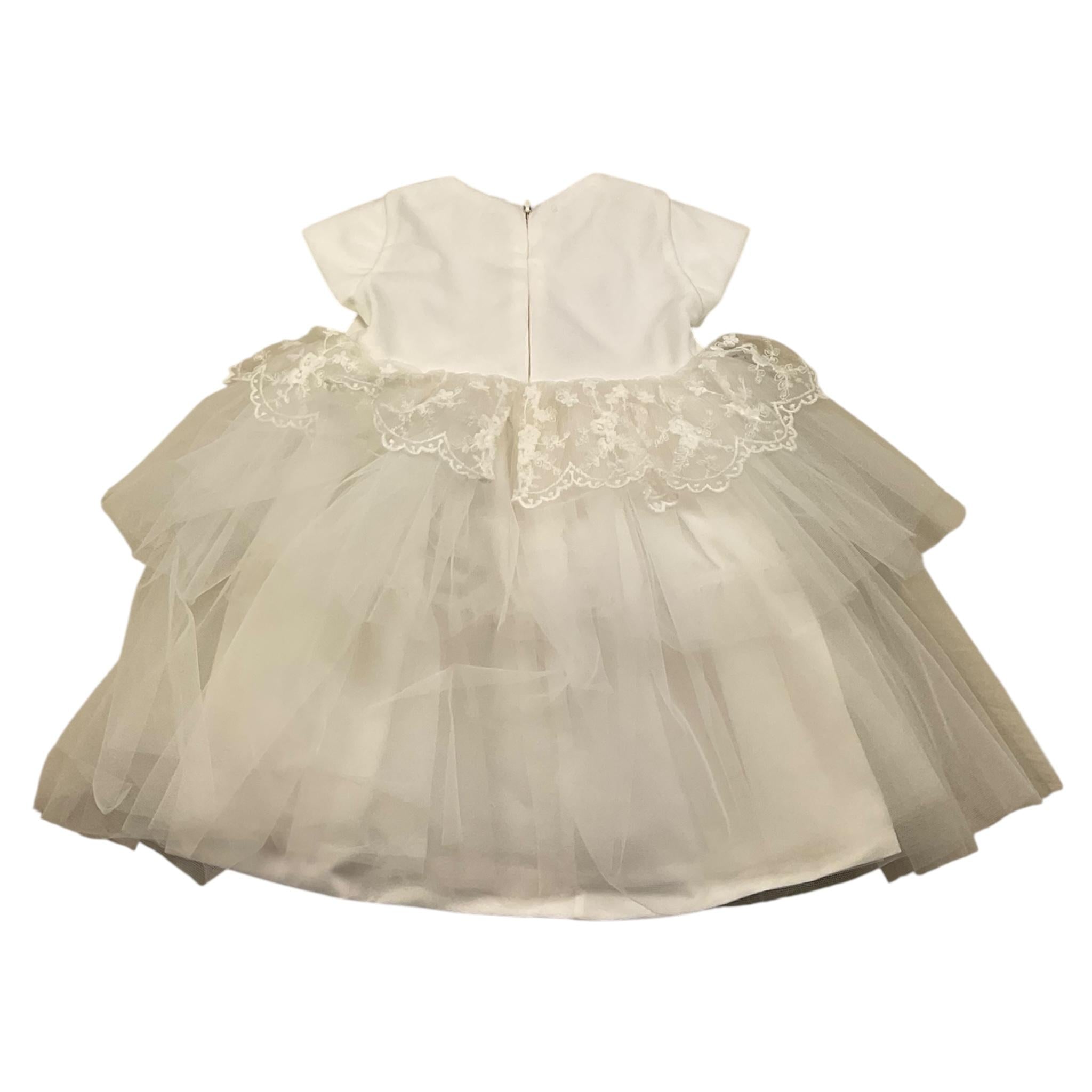 MARLU' abito mezza manica tinta unita con tulle  Bianco per Neonata IH805MCC BIANCO MARLU'