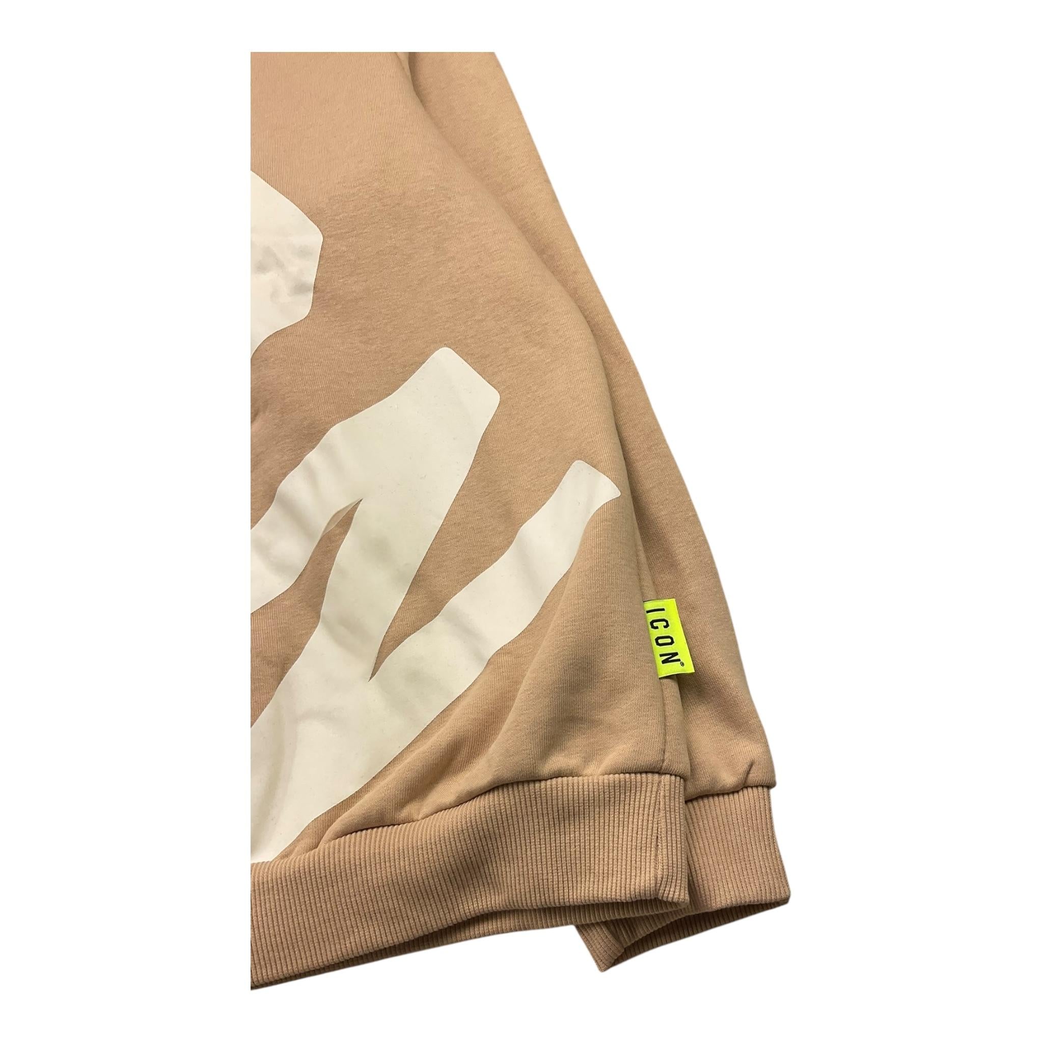 ICON felpa chiusa con cappuccio tinta unita con logo Beige per Bambino IBSW00276 BEIGE ICON