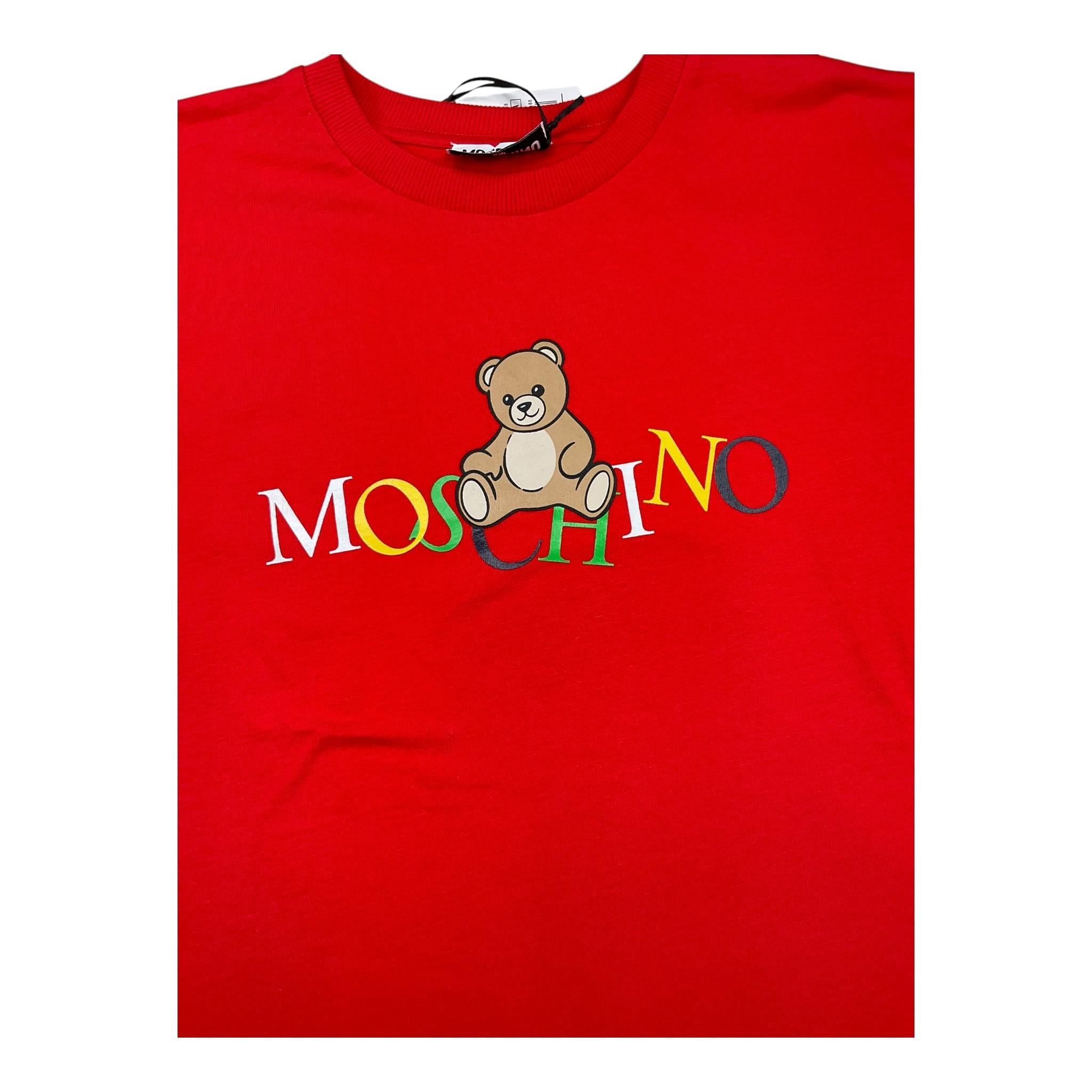 MOSCHINO t-shirt girocollo tinta unita con stampa Rosso per Bambino HPM05G ROSSO MOSCHINO