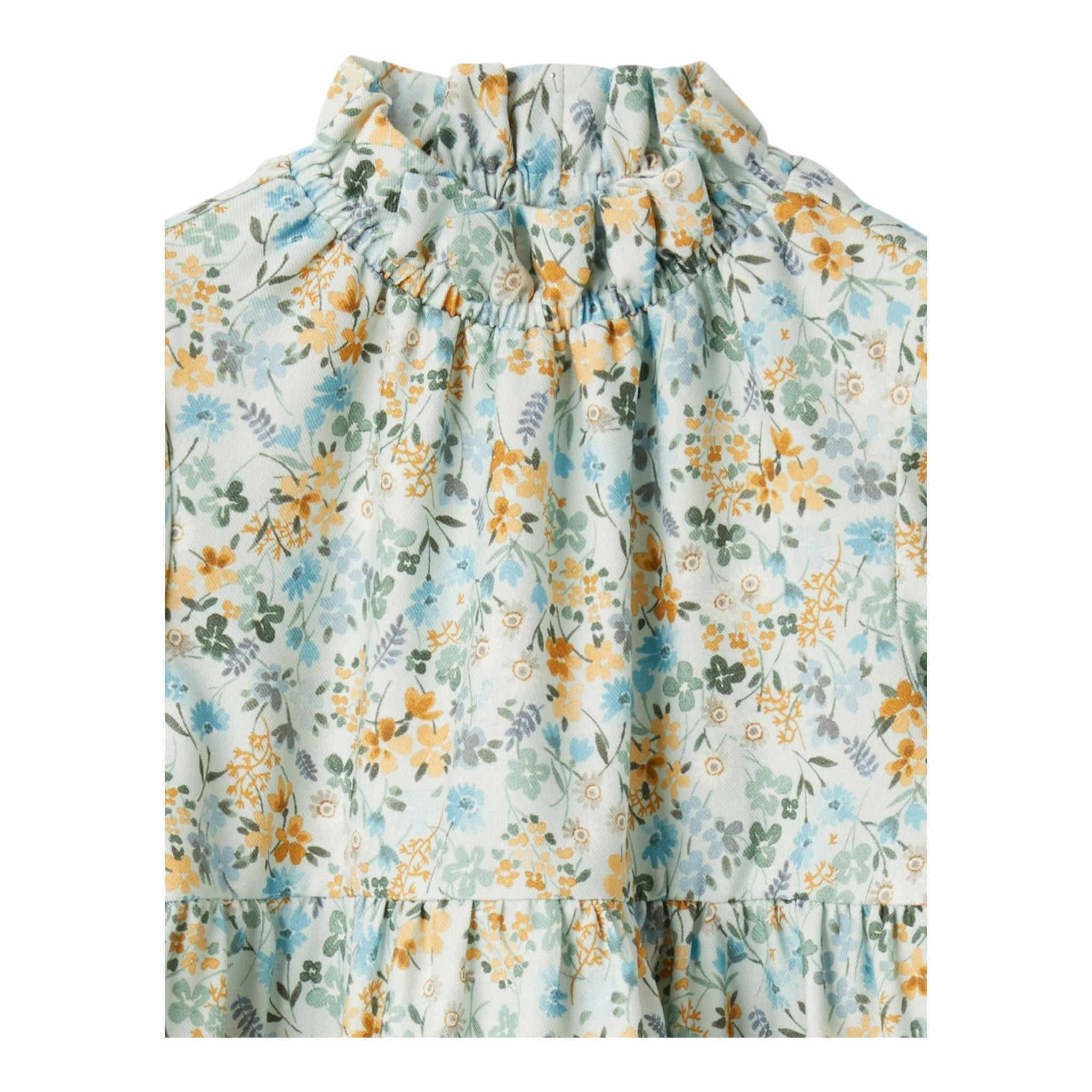 IL GUFO camicia manica lunga tinta unita con stampa fiori Azzurro per Bambina A24CL226R4006 AZZURRO IL GUFO
