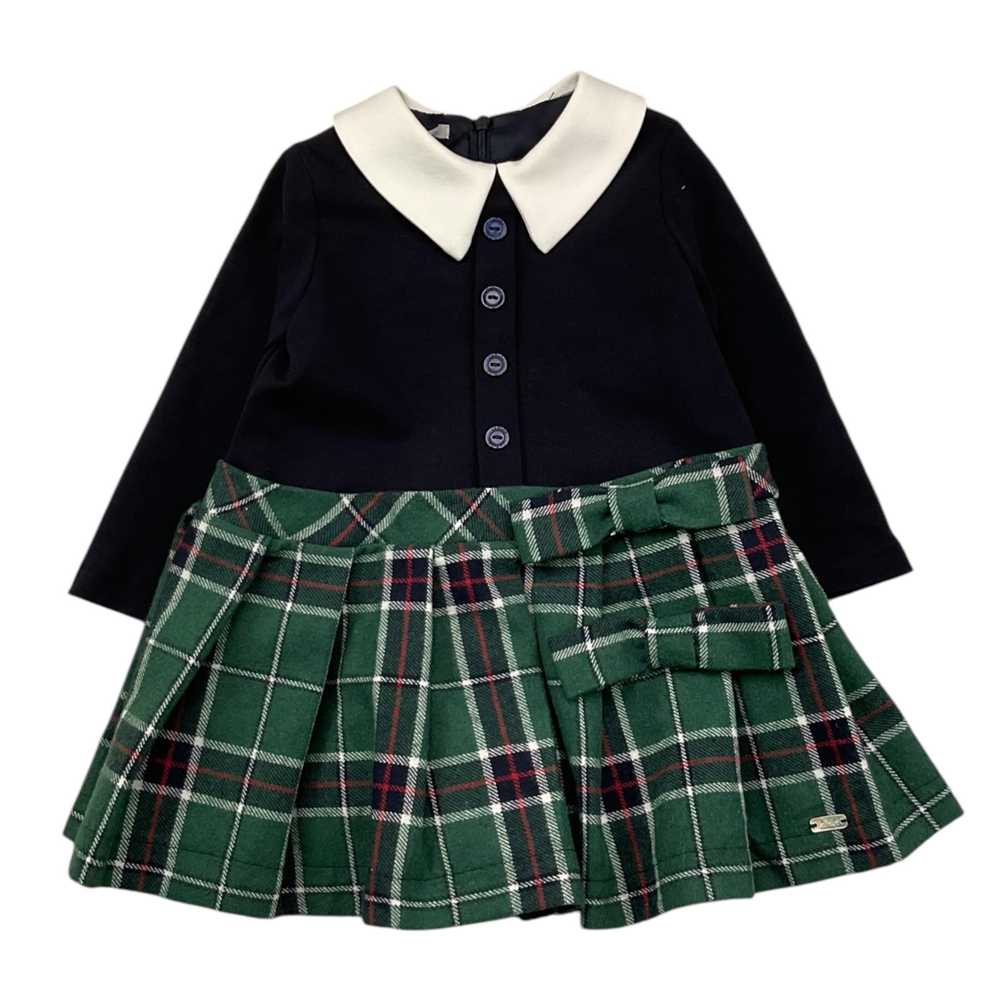 LE BEBE' abito manica lunga con gonna fantasia scozzese Blu/verde per Neonata LBG6110 BLU/VERDE LE BEBE'