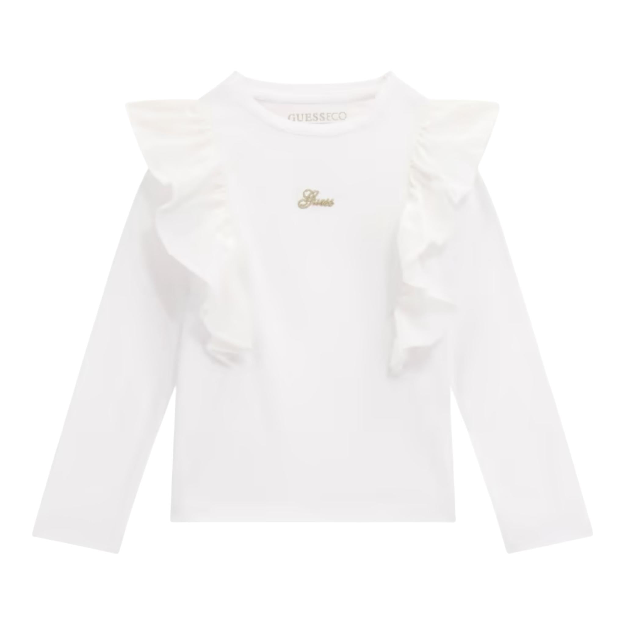 GUESS shirt girocollo tinta unita con rouches Bianco per Neonata K4YI30K6YW4X BIANCO GUESS
