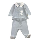 LALALU' completo 2pz maglia-ghettina tinta unita con stampa Azzurro per Neonata CPL1N AZZURRO LALALU'